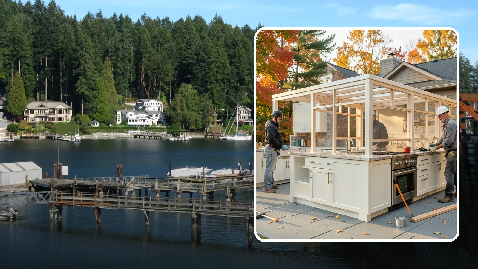 Outdoor Kitchen Construction in Gig Harbor, Pierce County, WA - A durable, fully equipped outdoor kitchen designed to cook and entertain through every Puget Sound season.