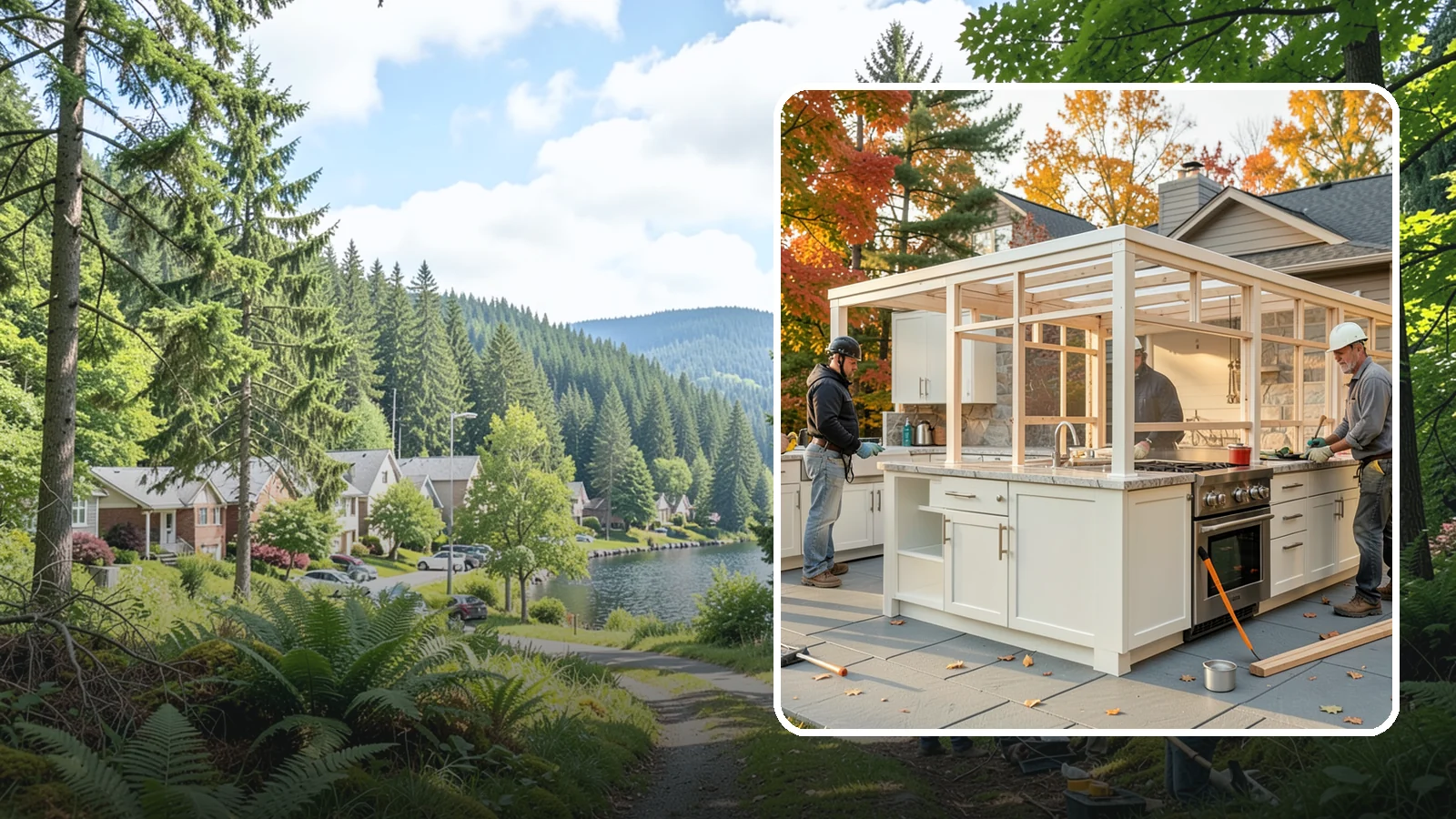 Outdoor Kitchen Construction in Lake Forest Park, King County, WA - A durable, fully equipped outdoor kitchen designed to cook and entertain through every Puget Sound season.