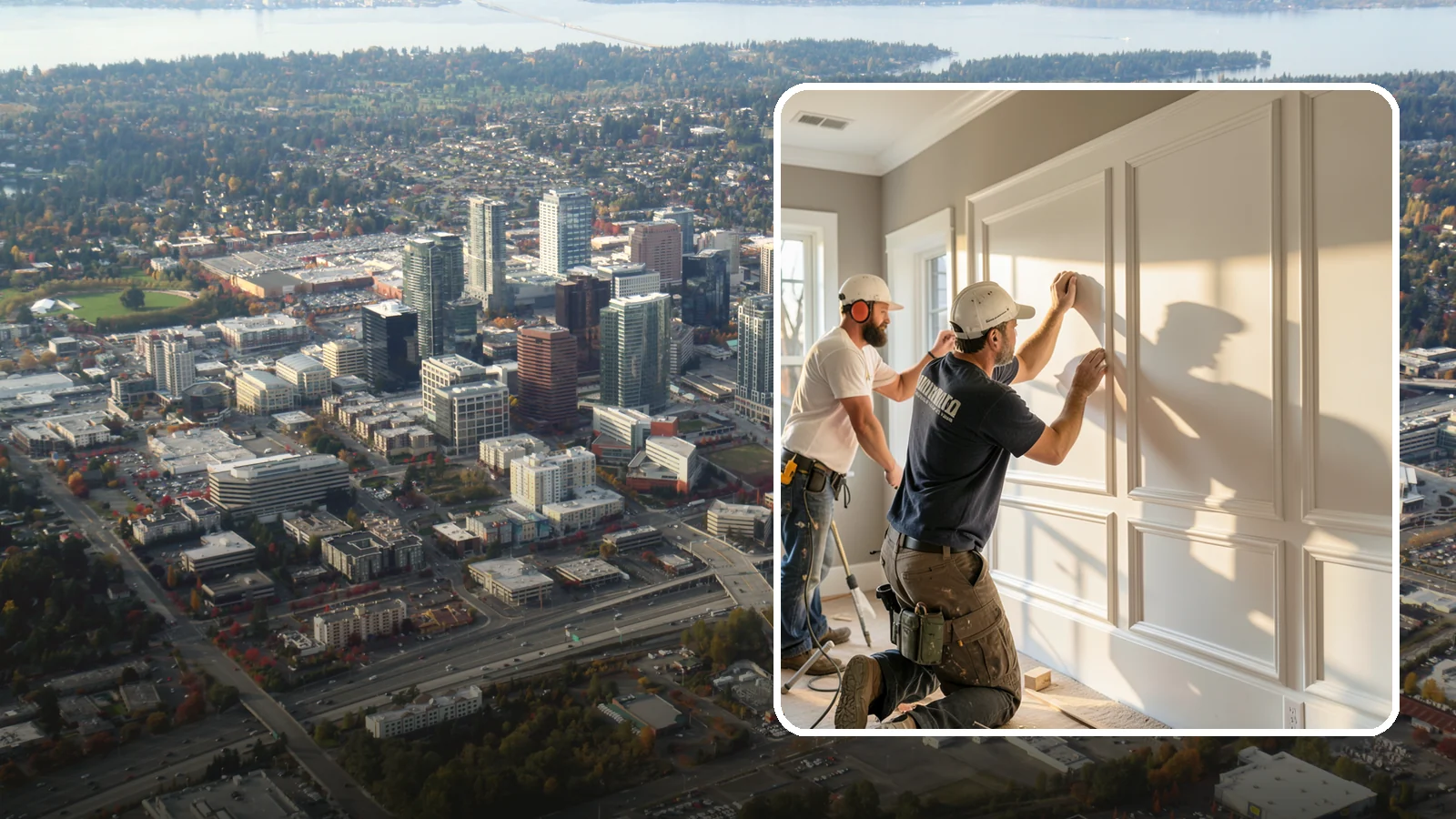 Panel Molding Installation in Bellevue, King County, WA - Refined panel molding installation that creates framed wall panels for a distinguished, tailored look.