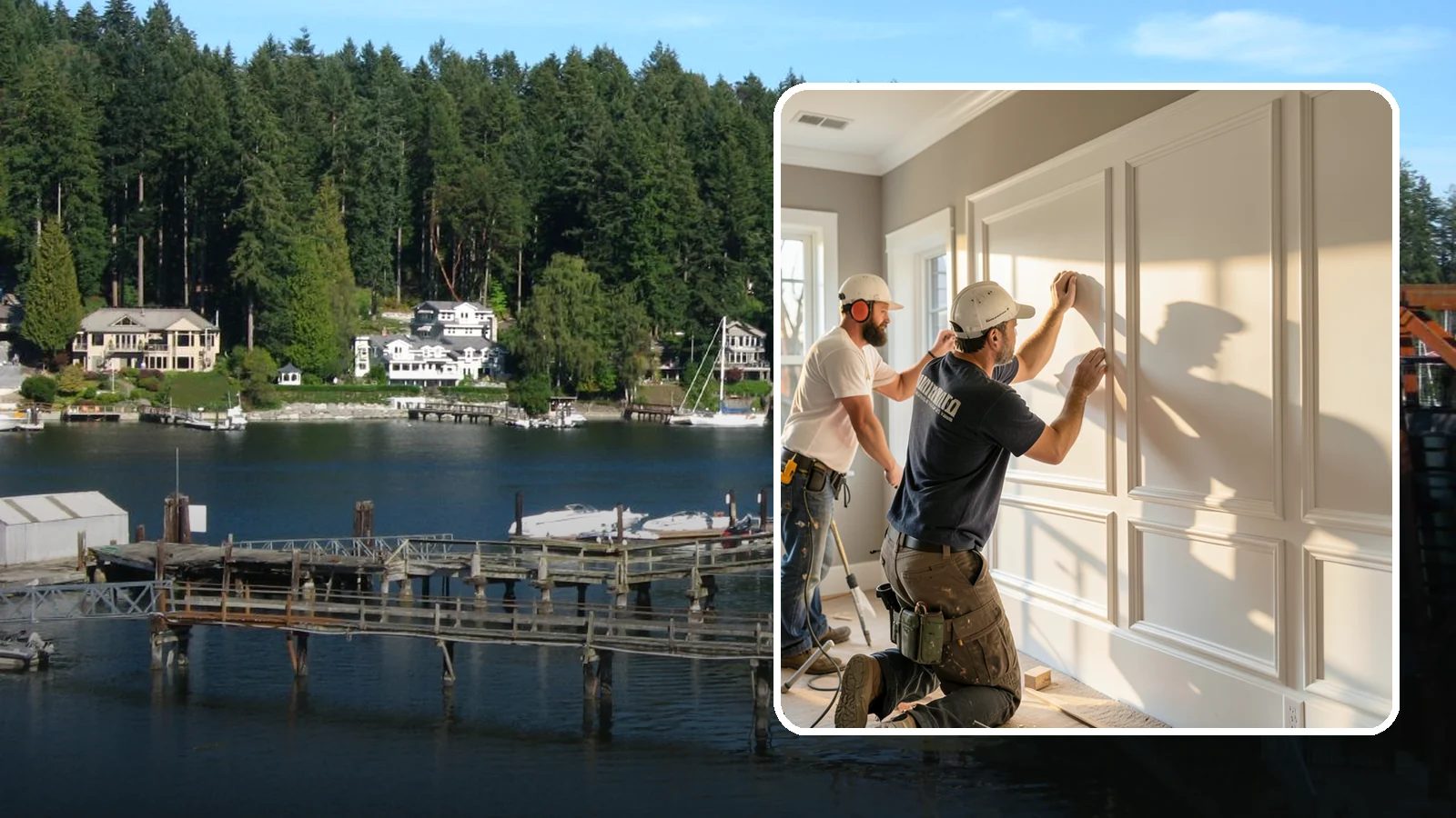 Panel Molding Installation in Gig Harbor, Pierce County, WA - Refined panel molding installation that creates framed wall panels for a distinguished, tailored look.