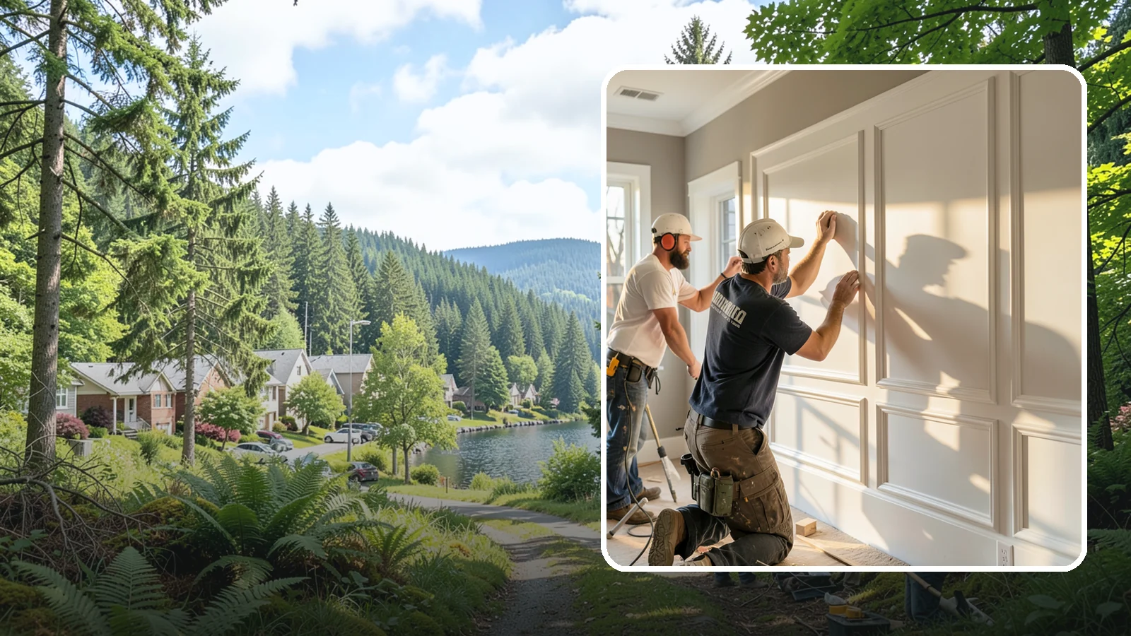 Panel Molding Installation in Lake Forest Park, King County, WA - Refined panel molding installation that creates framed wall panels for a distinguished, tailored look.
