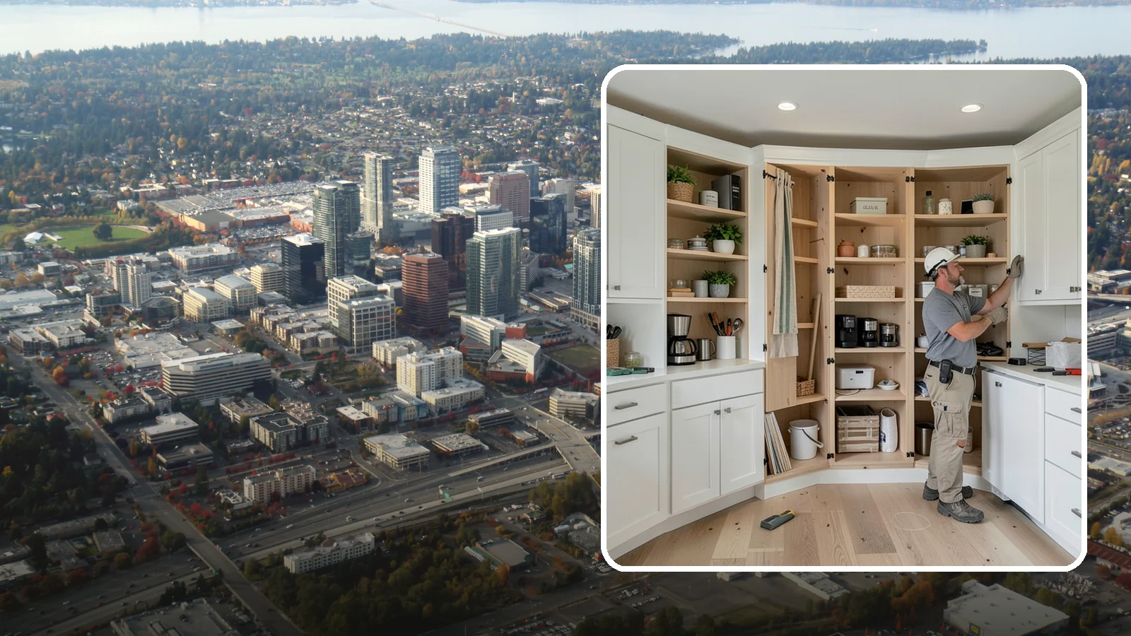 Pantry Construction in Bellevue, King County, WA - Building a dedicated pantry, from a reach-in closet to a walk-in, to expand your kitchen's food and small-appliance storage.