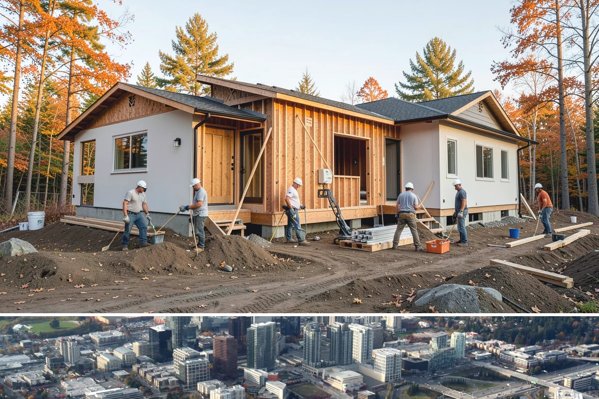 Pantry Construction in Bellevue, King County, WA - Interior pantry construction proceeds well in any season, making rainy PNW months a productive time to build.