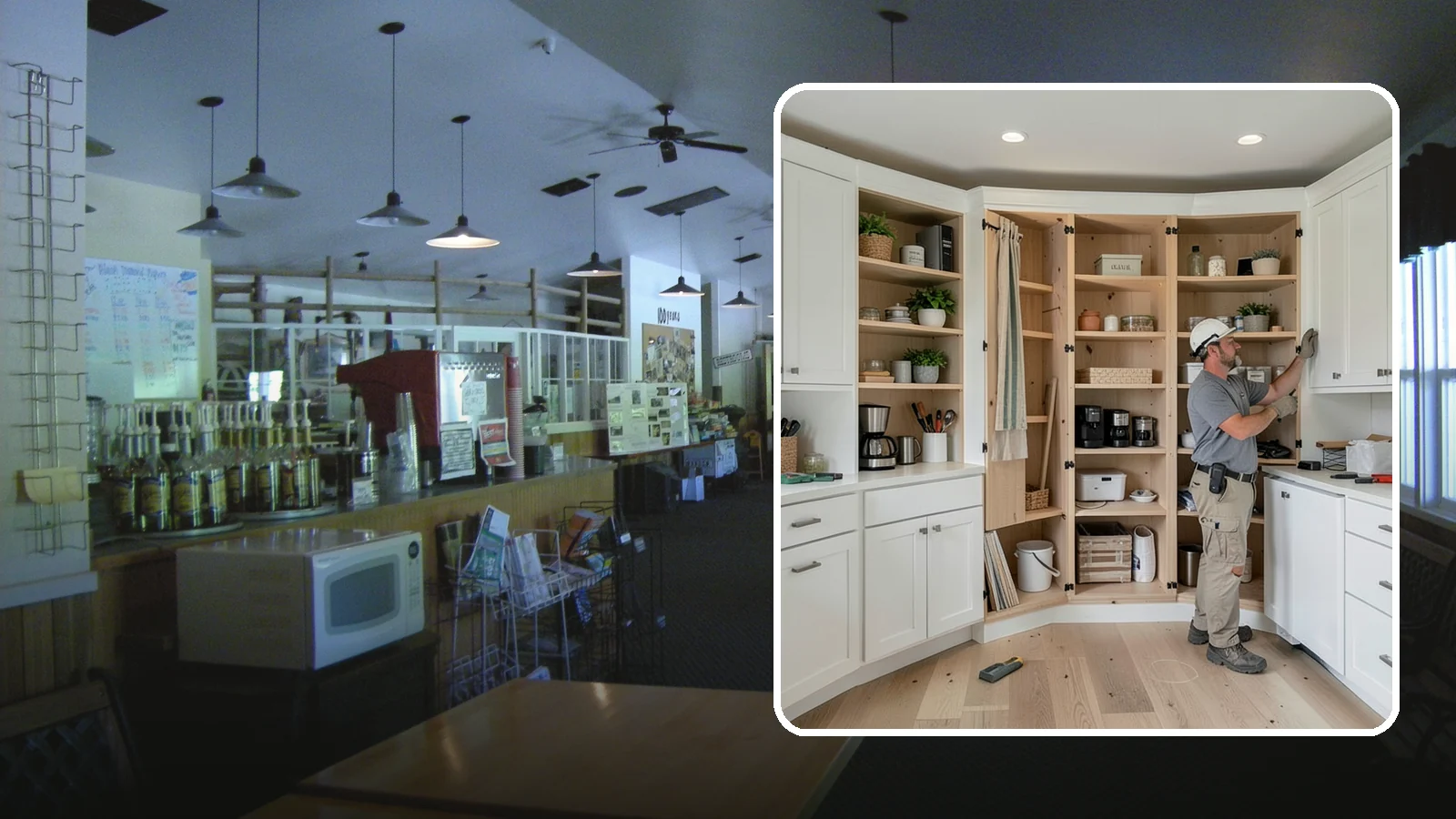 Pantry Construction in Black Diamond, King County, WA - Building a dedicated pantry, from a reach-in closet to a walk-in, to expand your kitchen's food and small-appliance storage.