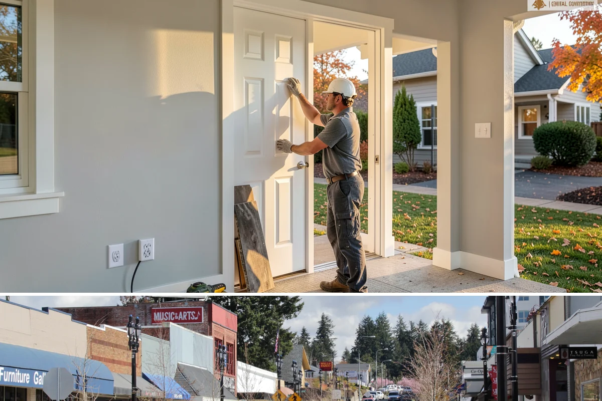 Pantry Construction in Bothell, King County, WA - Interior pantry construction proceeds well in any season, making rainy PNW months a productive time to build.