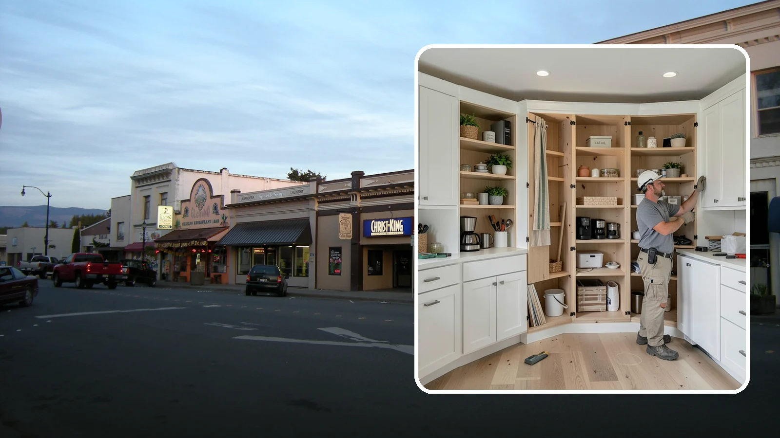 Pantry Construction in Burlington, Skagit County, WA - Building a dedicated pantry, from a reach-in closet to a walk-in, to expand your kitchen's food and small-appliance storage.