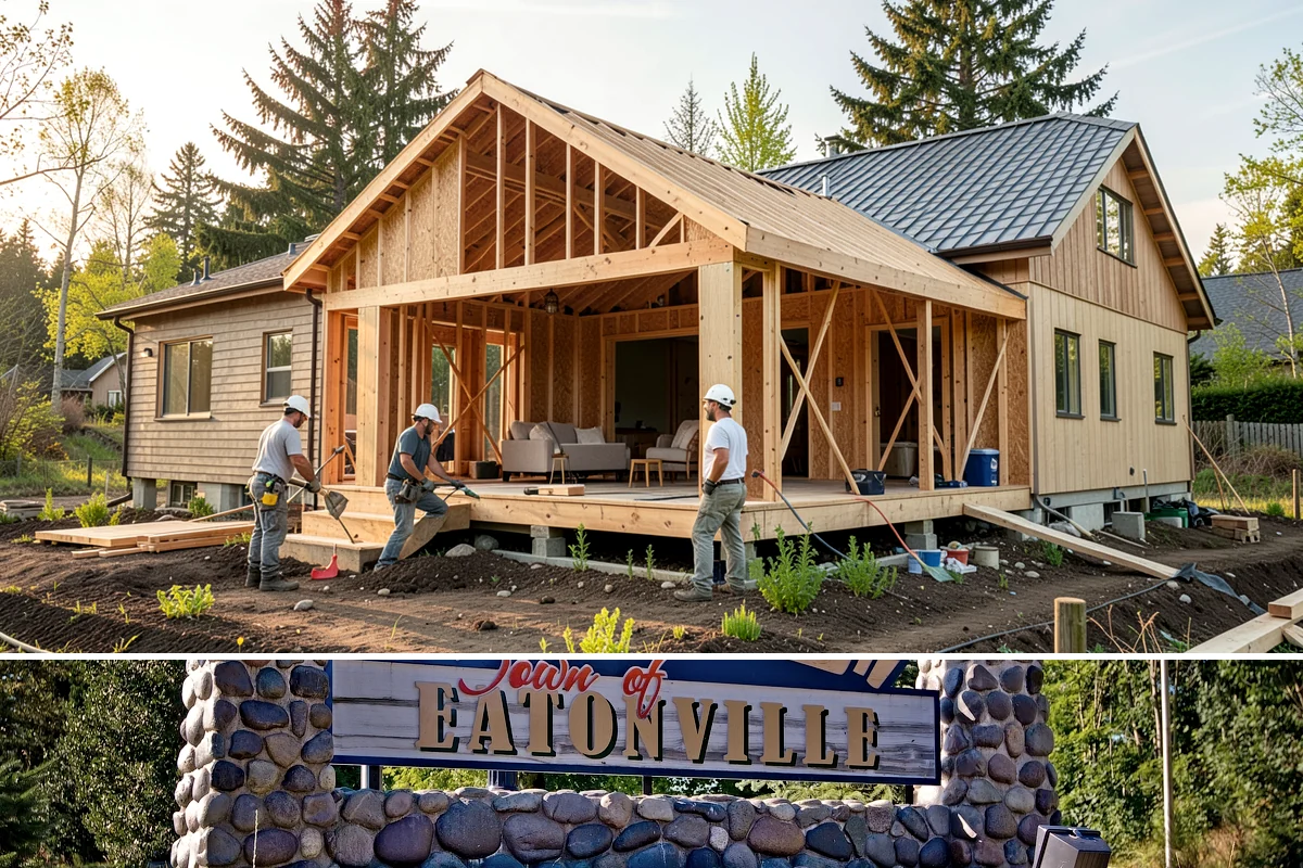 Pantry Construction in Eatonville, Pierce County, WA - Interior pantry construction proceeds well in any season, making rainy PNW months a productive time to build.