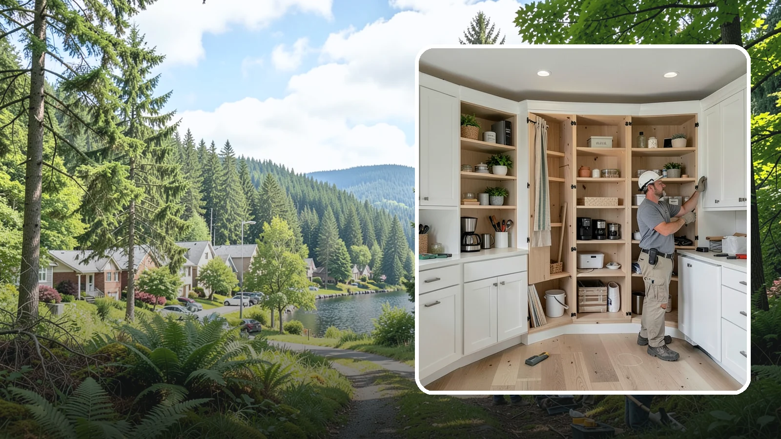 Pantry Construction in Lake Forest Park, King County, WA - Building a dedicated pantry, from a reach-in closet to a walk-in, to expand your kitchen's food and small-appliance storage.