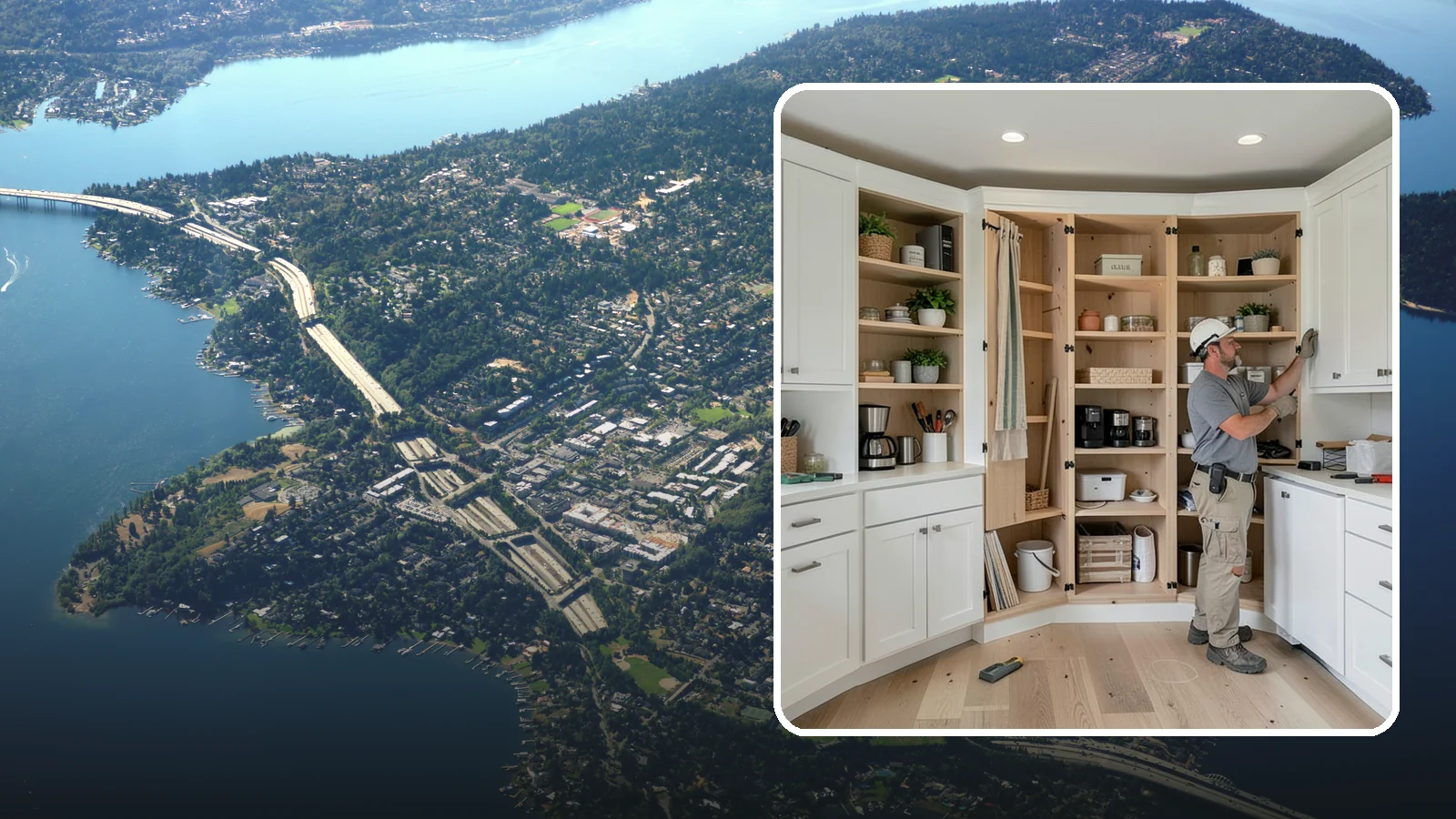 Pantry Construction in Mercer Island, King County, WA - Building a dedicated pantry, from a reach-in closet to a walk-in, to expand your kitchen's food and small-appliance storage.