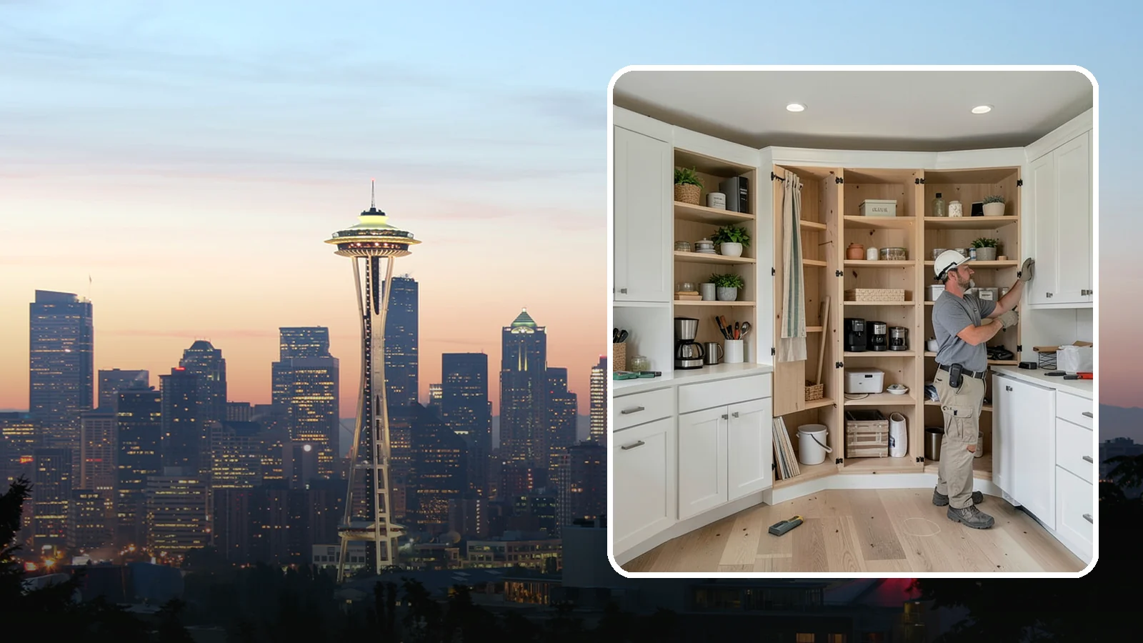 Pantry Construction in Seattle, King County, WA - Building a dedicated pantry, from a reach-in closet to a walk-in, to expand your kitchen's food and small-appliance storage.