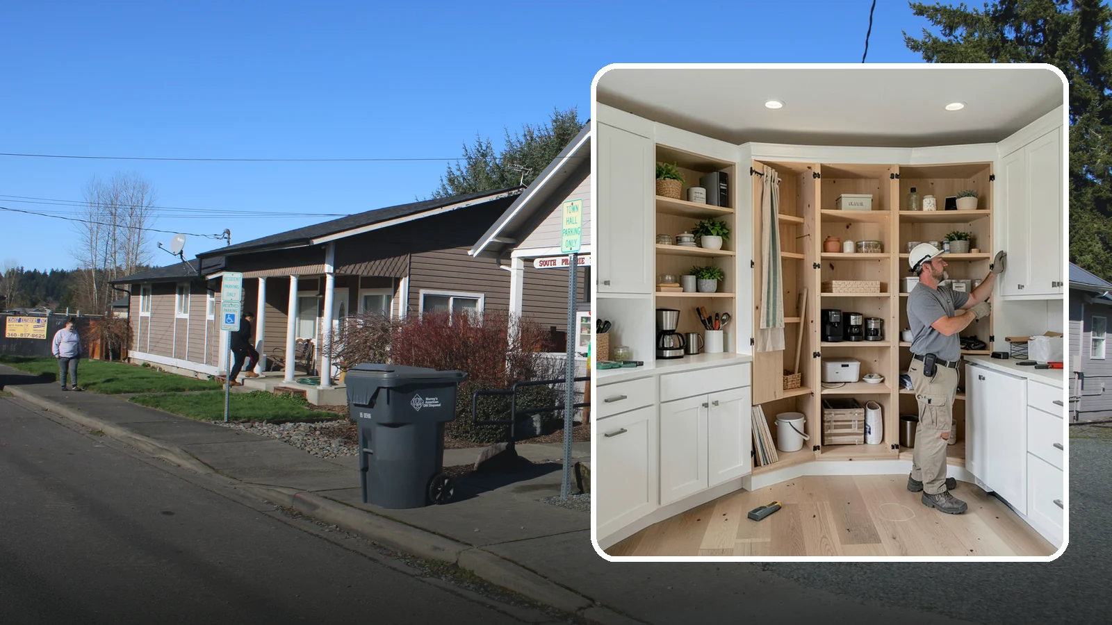 Pantry Construction in South Prairie, Pierce County, WA - Building a dedicated pantry, from a reach-in closet to a walk-in, to expand your kitchen's food and small-appliance storage.