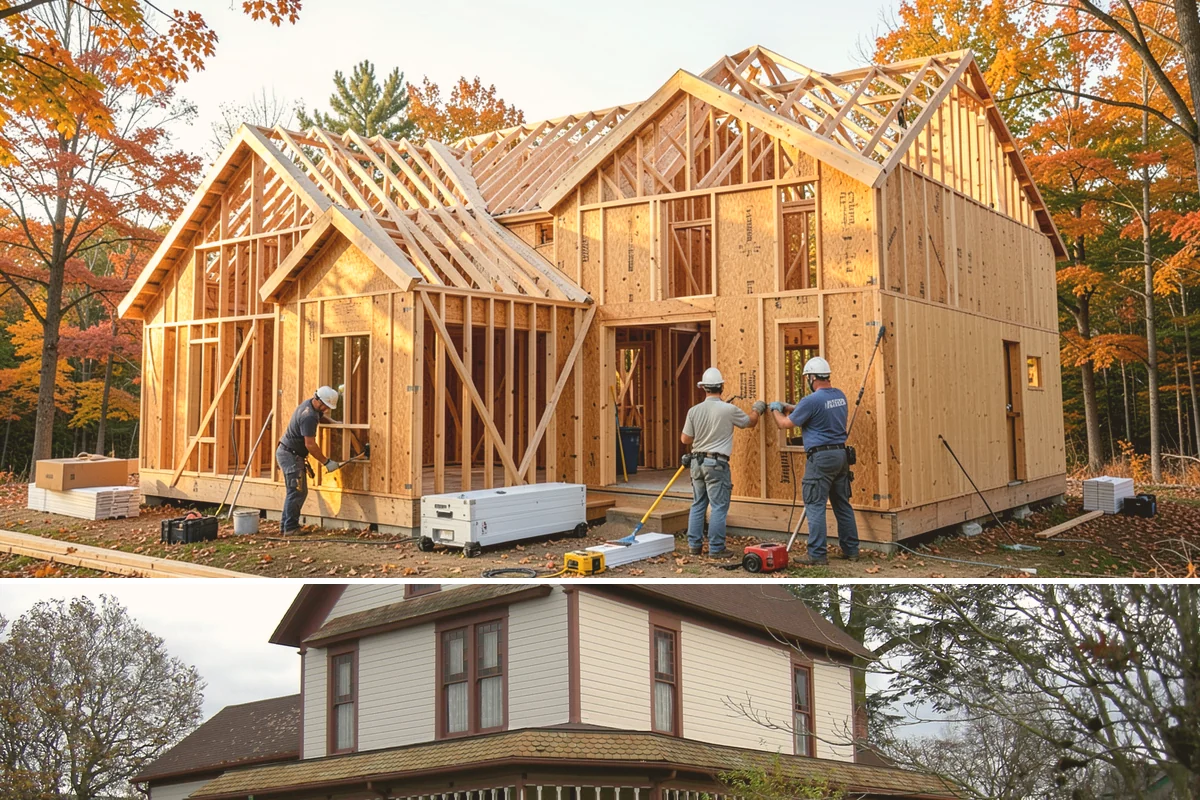 Pantry Construction in Sumner, Pierce County, WA - Interior pantry construction proceeds well in any season, making rainy PNW months a productive time to build.