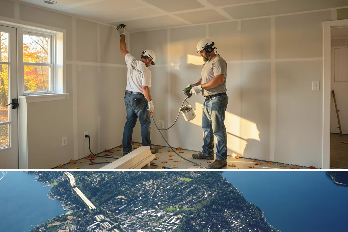 Partition Wall Installation in Mercer Island, King County, WA - Partition installs are indoor projects suitable in any month of the year.