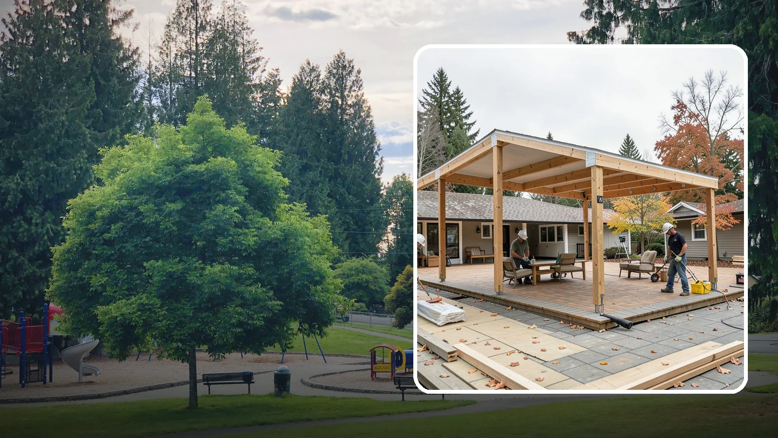 Patio Cover Installation in Bonney Lake, Pierce County, WA - Patio cover installation that shelters your outdoor space from sun and Northwest rain.