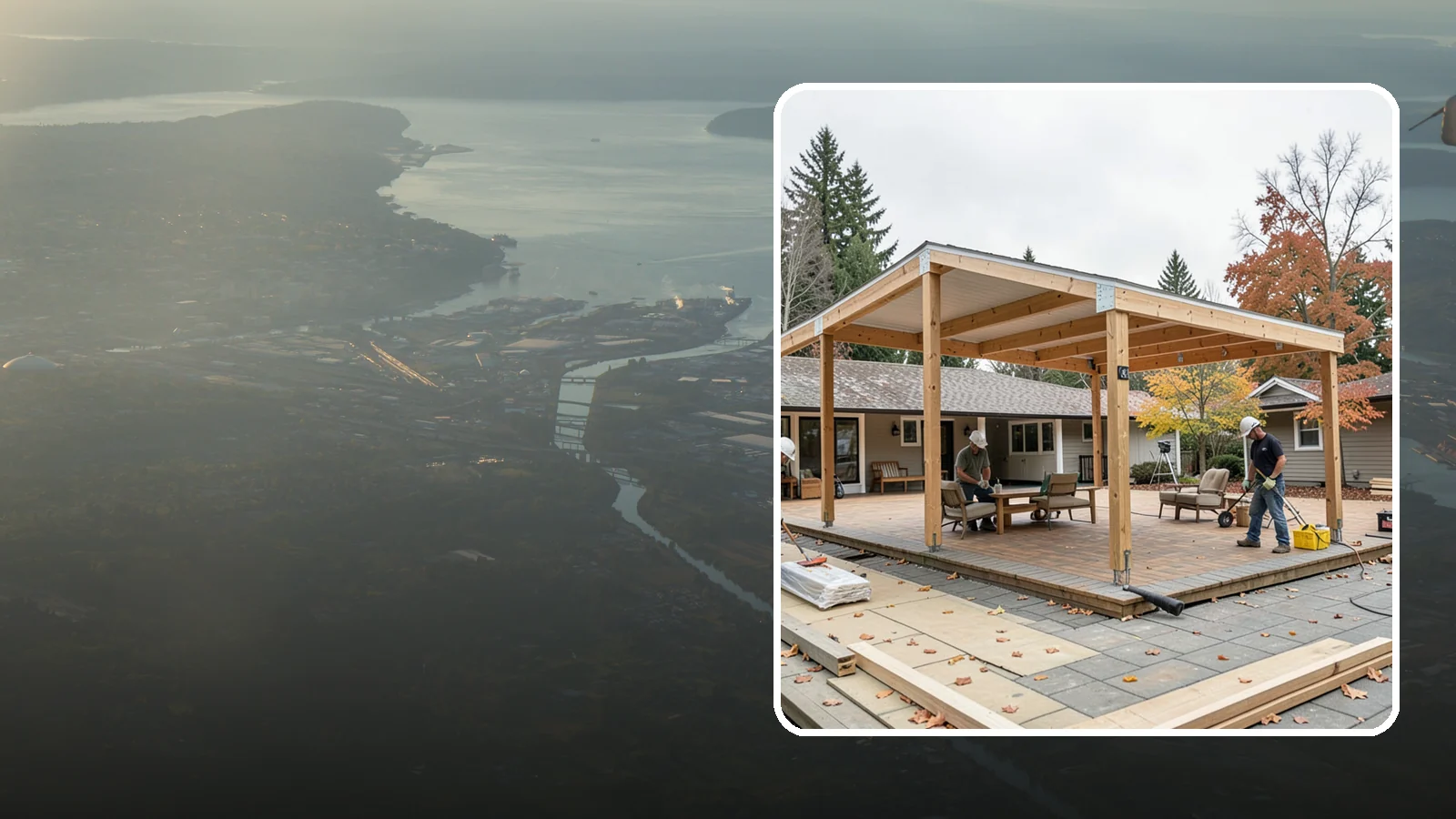 Patio Cover Installation in Fife, Pierce County, WA - Patio cover installation that shelters your outdoor space from sun and Northwest rain.