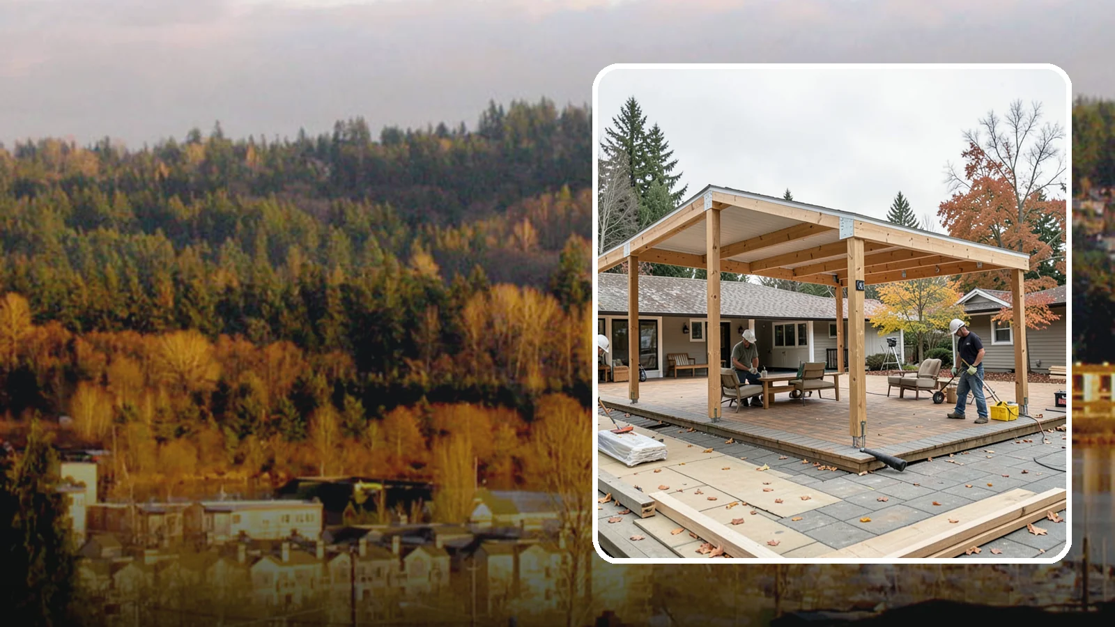 Patio Cover Installation in Kenmore, King County, WA - Patio cover installation that shelters your outdoor space from sun and Northwest rain.