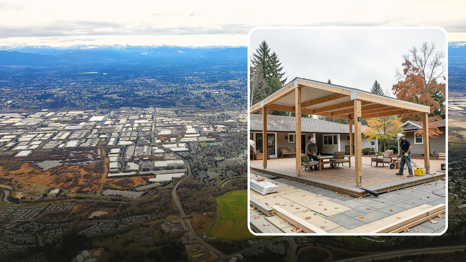 Patio Cover Installation in Kent, King County, WA - Patio cover installation that shelters your outdoor space from sun and Northwest rain.