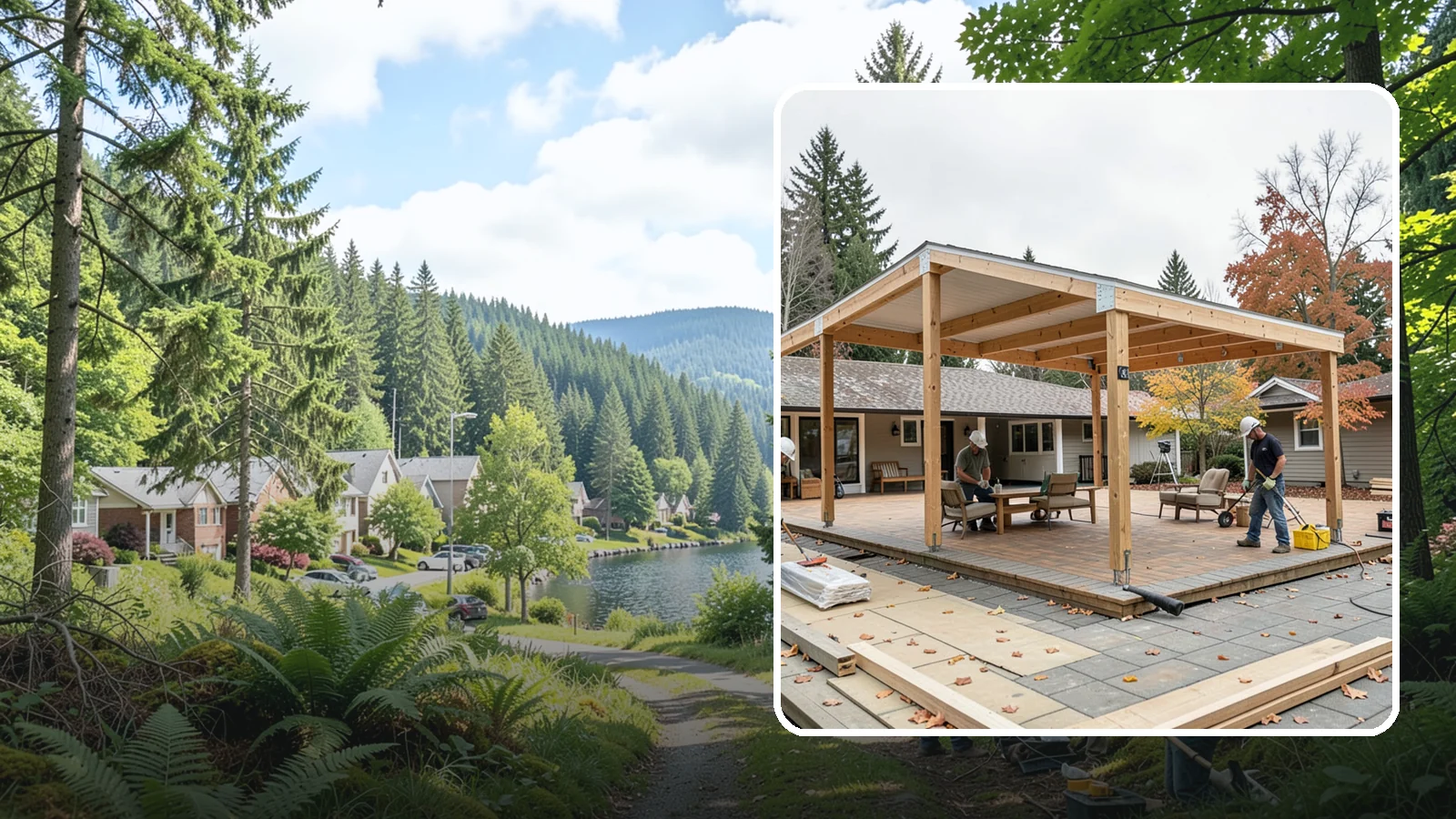 Patio Cover Installation in Lake Forest Park, King County, WA - Patio cover installation that shelters your outdoor space from sun and Northwest rain.