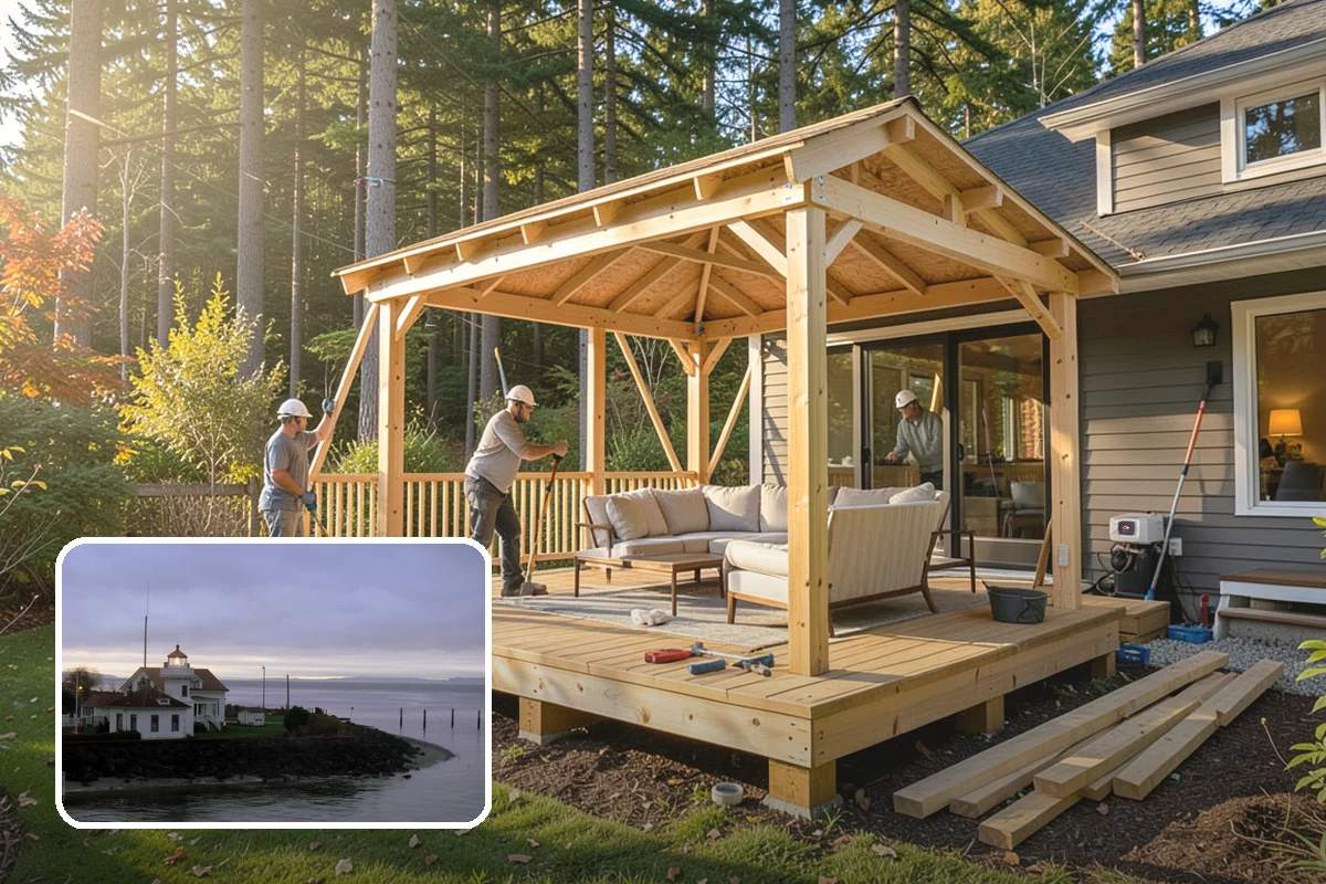 Patio Cover Installation in Mukilteo, Snohomish County, WA - Keeps your patio usable through the rain