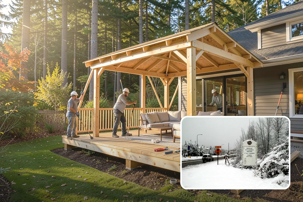 Patio Cover Installation in Newcastle, King County, WA - Keeps your patio usable through the rain