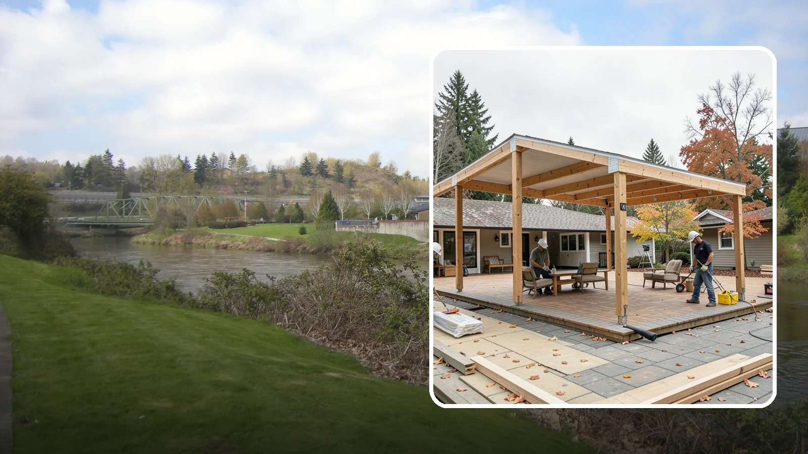 Patio Cover Installation in Tukwila, King County, WA - Patio cover installation that shelters your outdoor space from sun and Northwest rain.