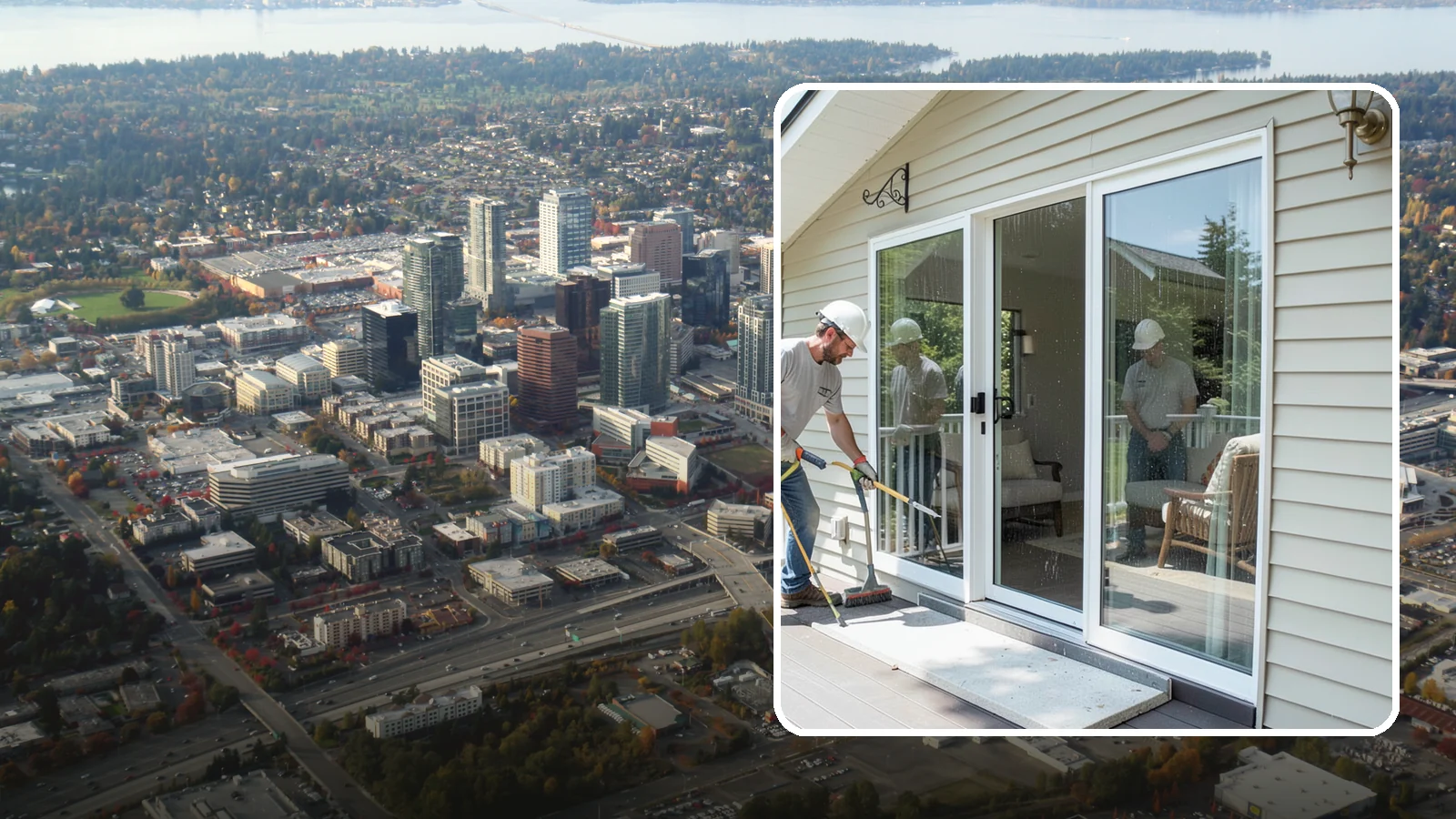 Patio Door Installation in Bellevue, King County, WA - A new patio door that opens your living space to the backyard while keeping Northwest rain and cold outside.