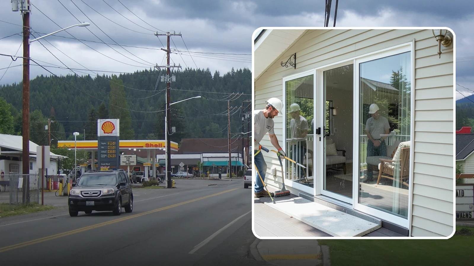 Patio Door Installation in Granite Falls, Snohomish County, WA - A new patio door that opens your living space to the backyard while keeping Northwest rain and cold outside.