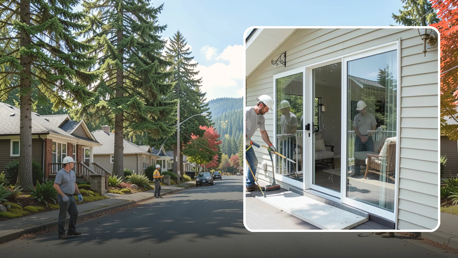 Patio Door Installation in Hunts Point, King County, WA - A new patio door that opens your living space to the backyard while keeping Northwest rain and cold outside.