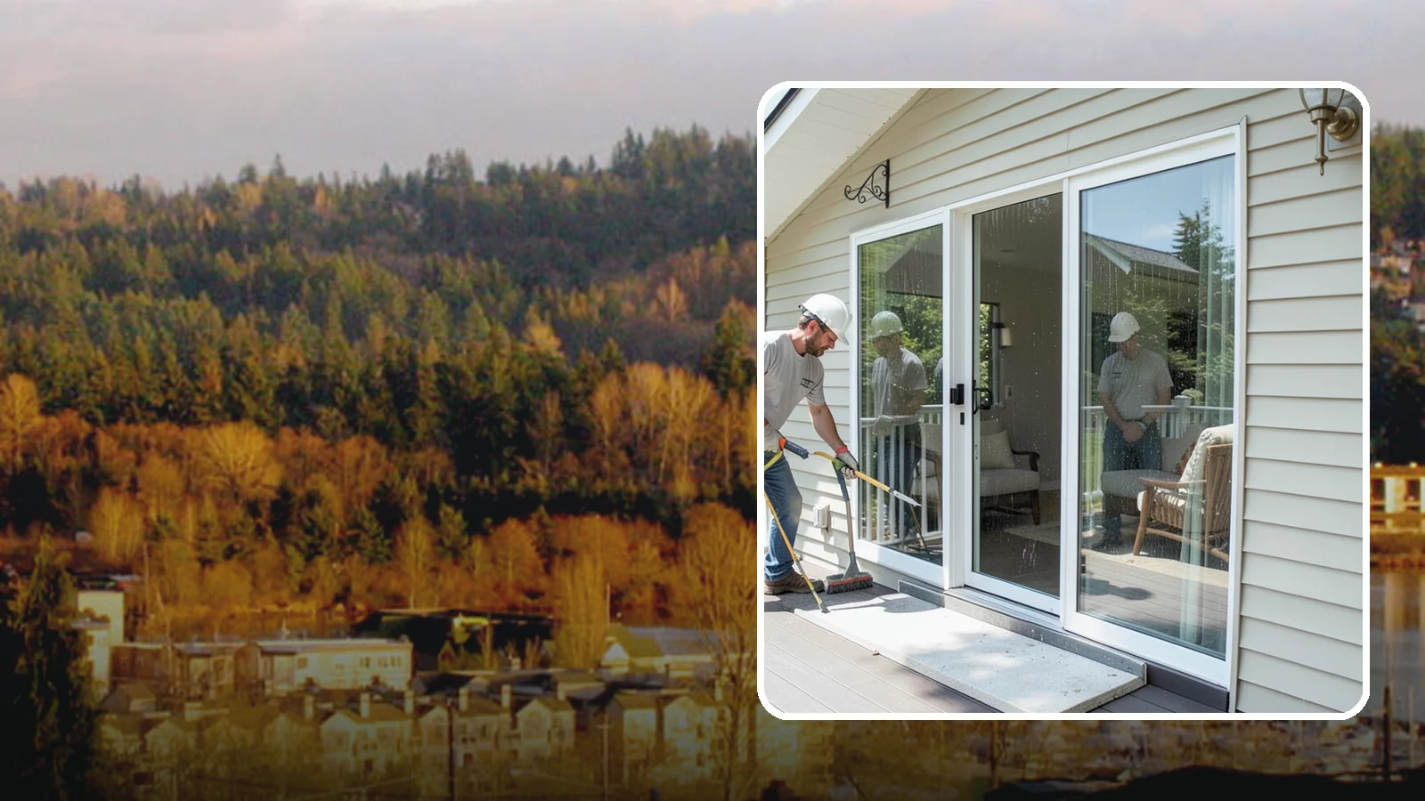 Patio Door Installation in Kenmore, King County, WA - A new patio door that opens your living space to the backyard while keeping Northwest rain and cold outside.