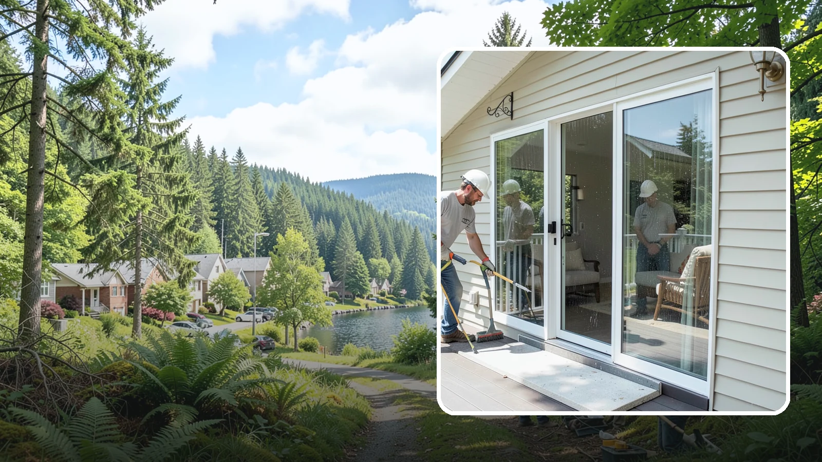 Patio Door Installation in Lake Forest Park, King County, WA - A new patio door that opens your living space to the backyard while keeping Northwest rain and cold outside.