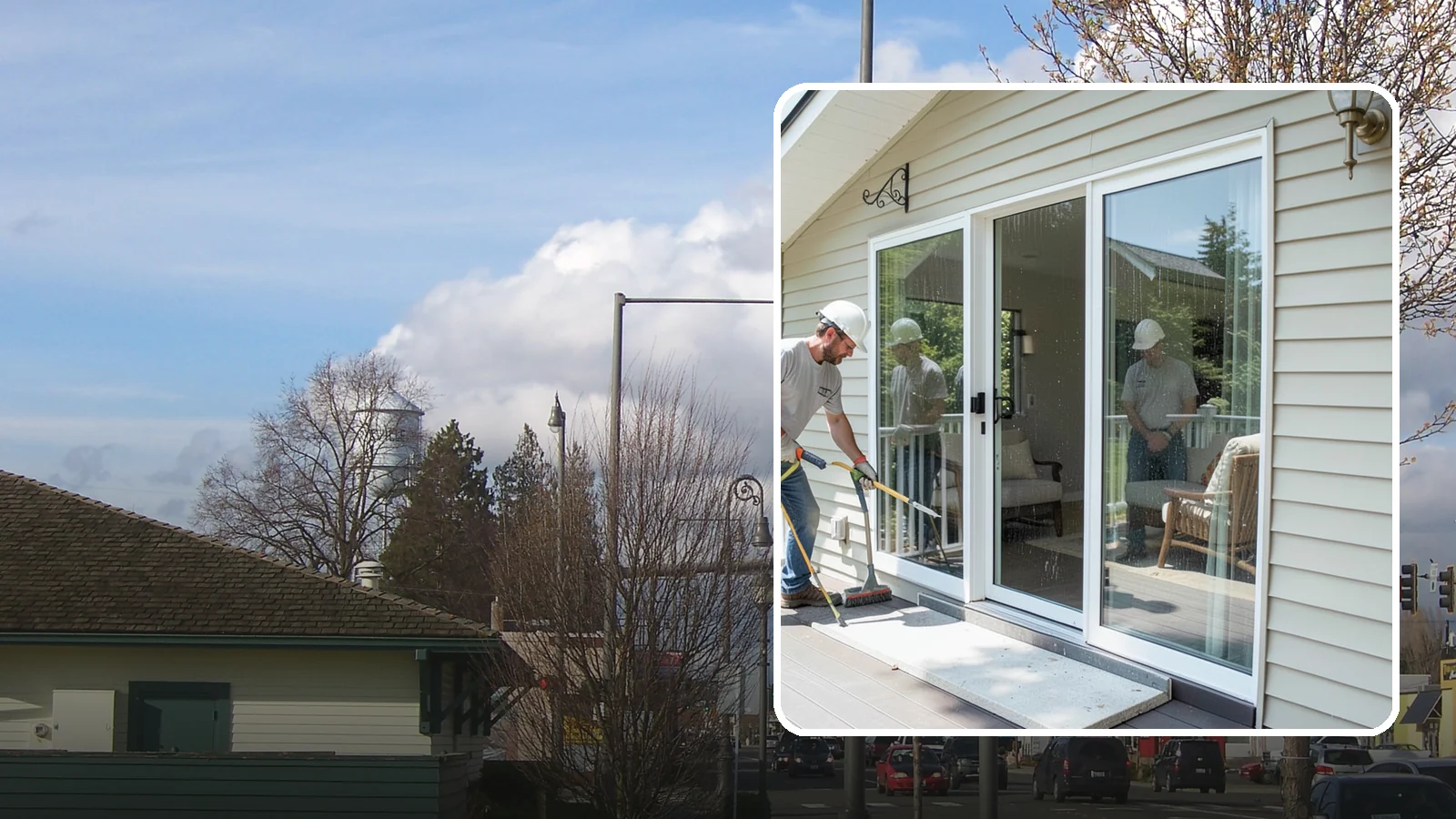 Patio Door Installation in Marysville, Snohomish County, WA - A new patio door that opens your living space to the backyard while keeping Northwest rain and cold outside.