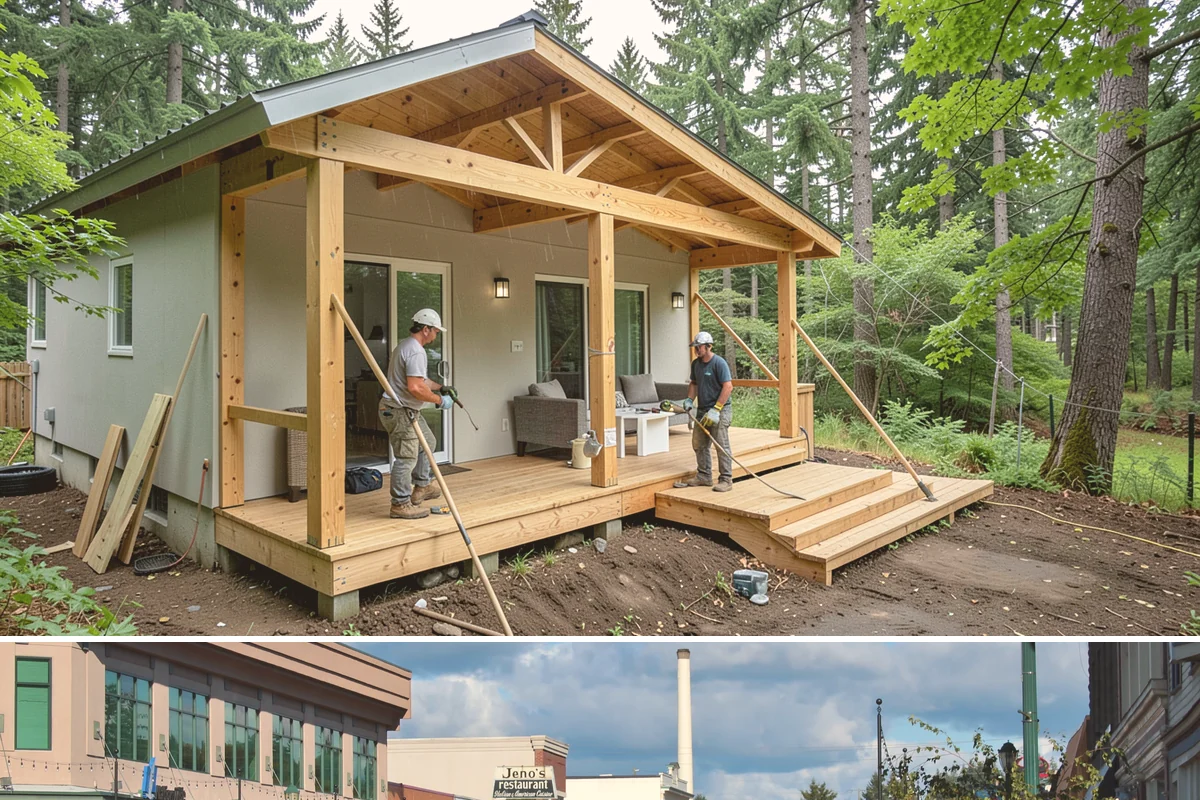 Patio Door Installation in Monroe, Snohomish County, WA - Drier late-spring to early-fall days are best for cutting into or enlarging an exterior wall, with weather protection available...
