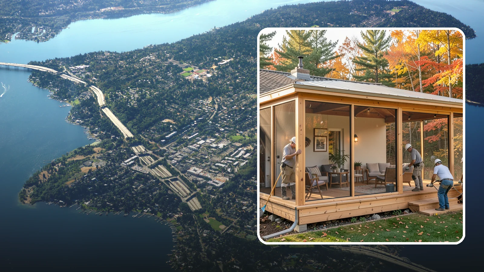 Patio Enclosure in Mercer Island, King County, WA - Patio enclosure construction that converts your open patio into a protected, usable room.