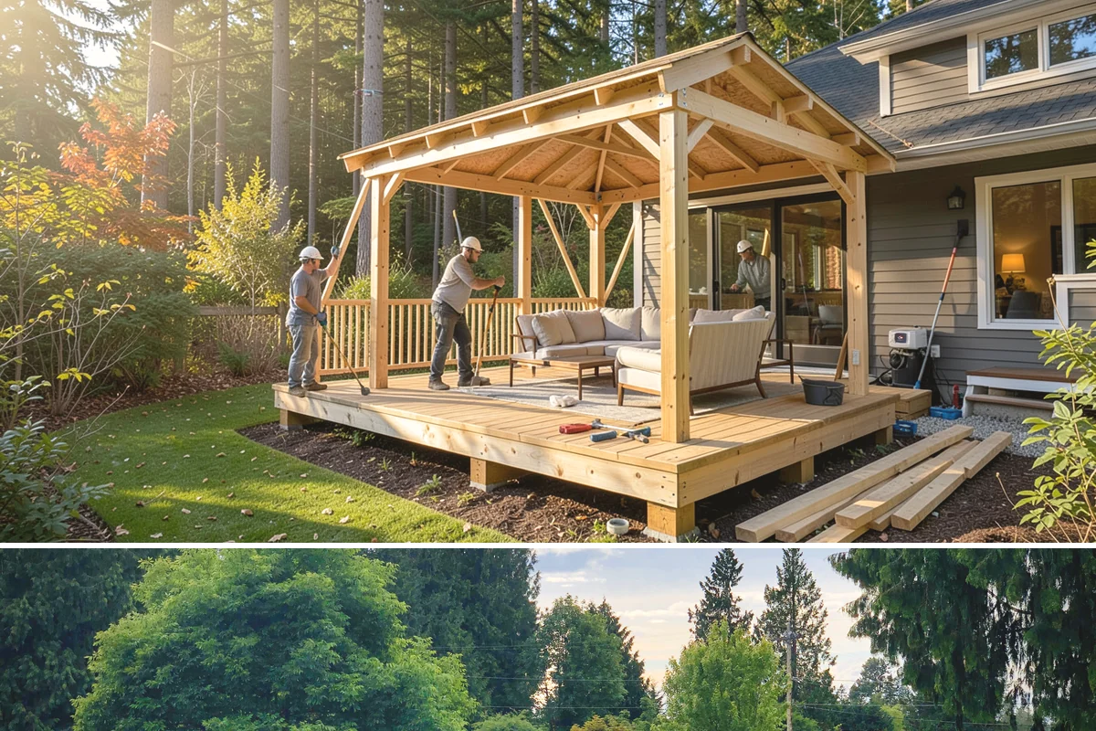 Patio Extension in Bonney Lake, Pierce County, WA - Dry summer weather ensures a stable base and clean tie-in when extending your existing patio.