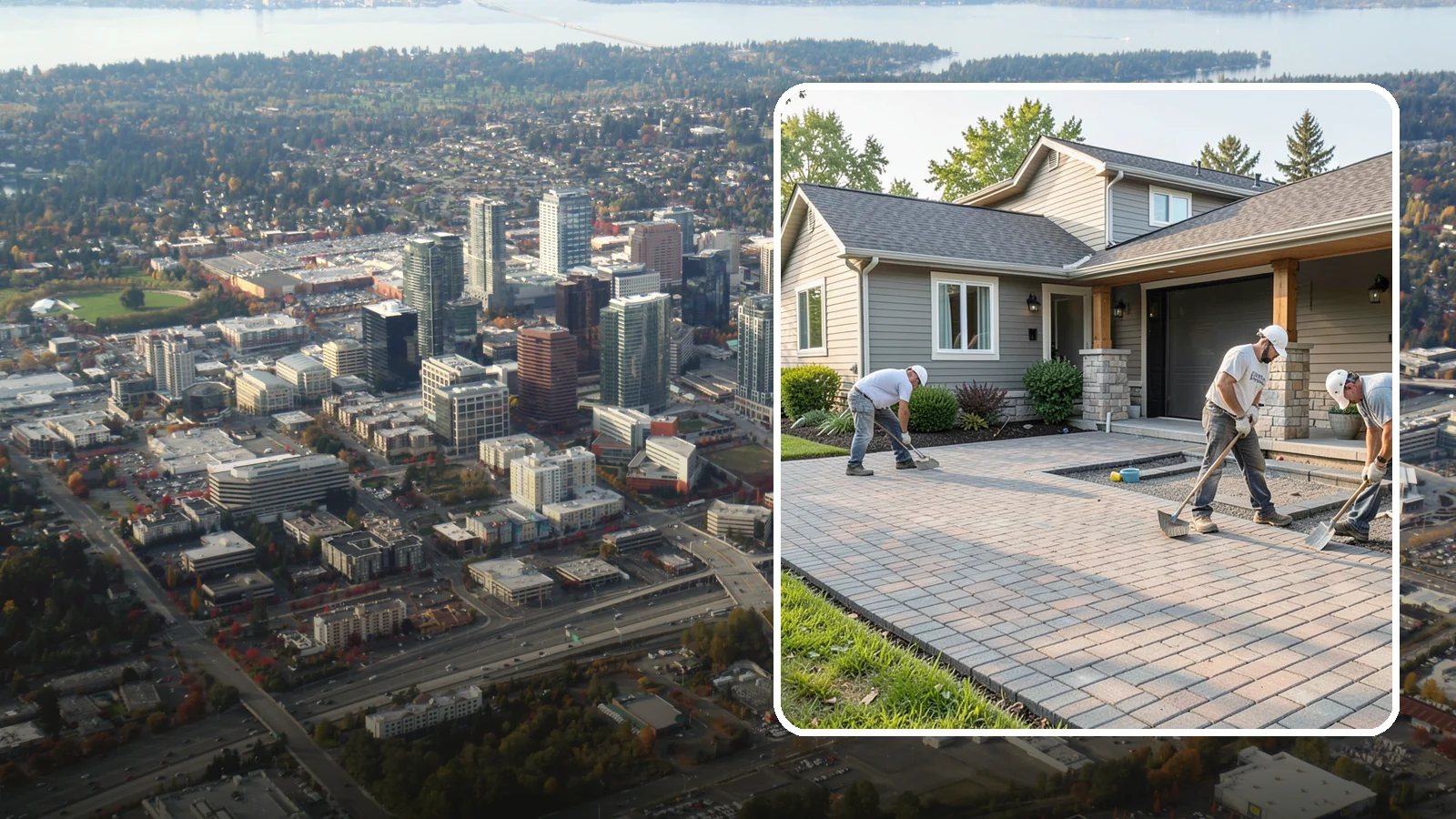 Paver Driveway Installation in Bellevue, King County, WA - Installing an interlocking paver driveway that combines strong load capacity with excellent drainage and curb appeal.
