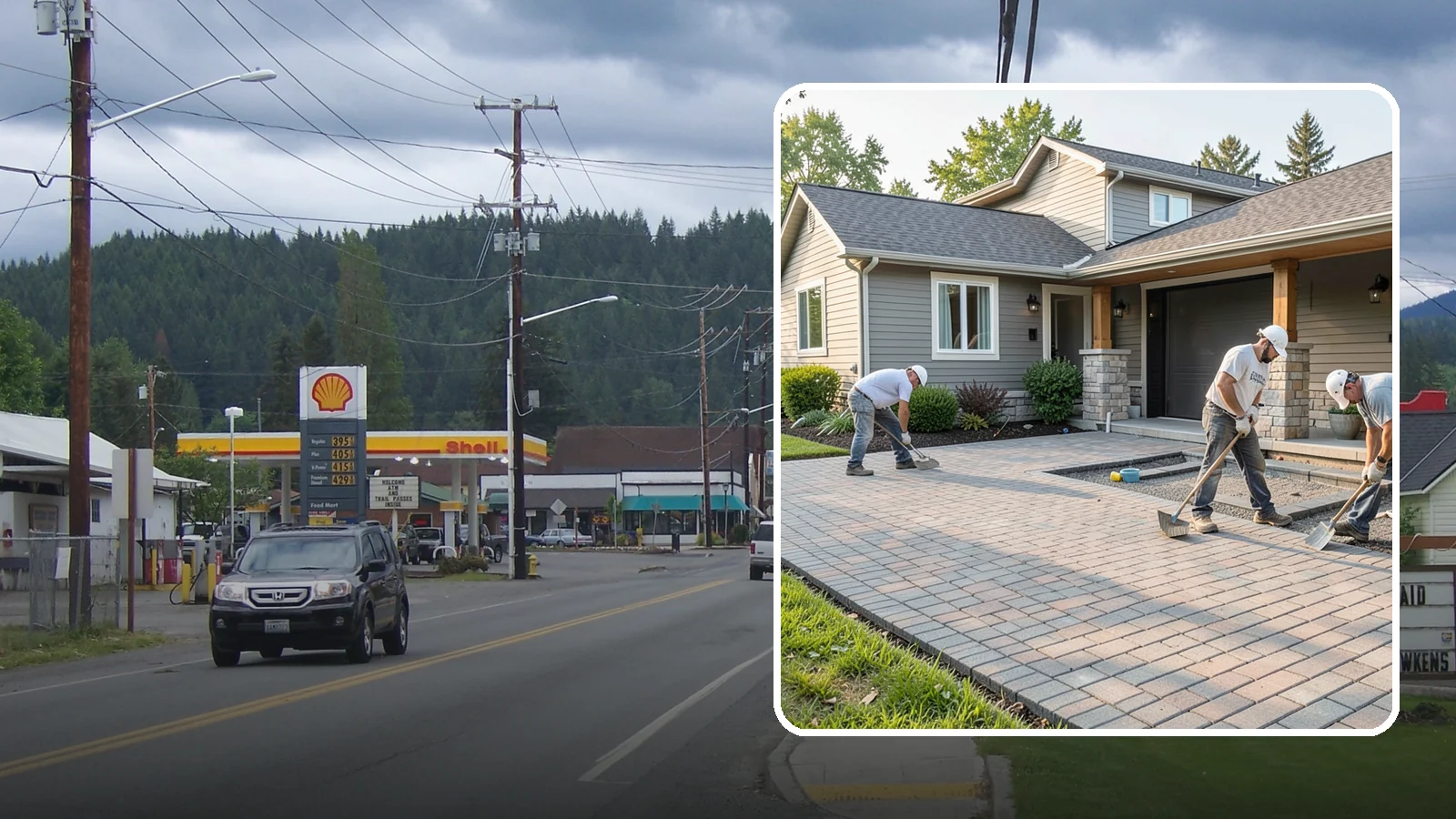 Paver Driveway Installation in Granite Falls, Snohomish County, WA - Installing an interlocking paver driveway that combines strong load capacity with excellent drainage and curb appeal.