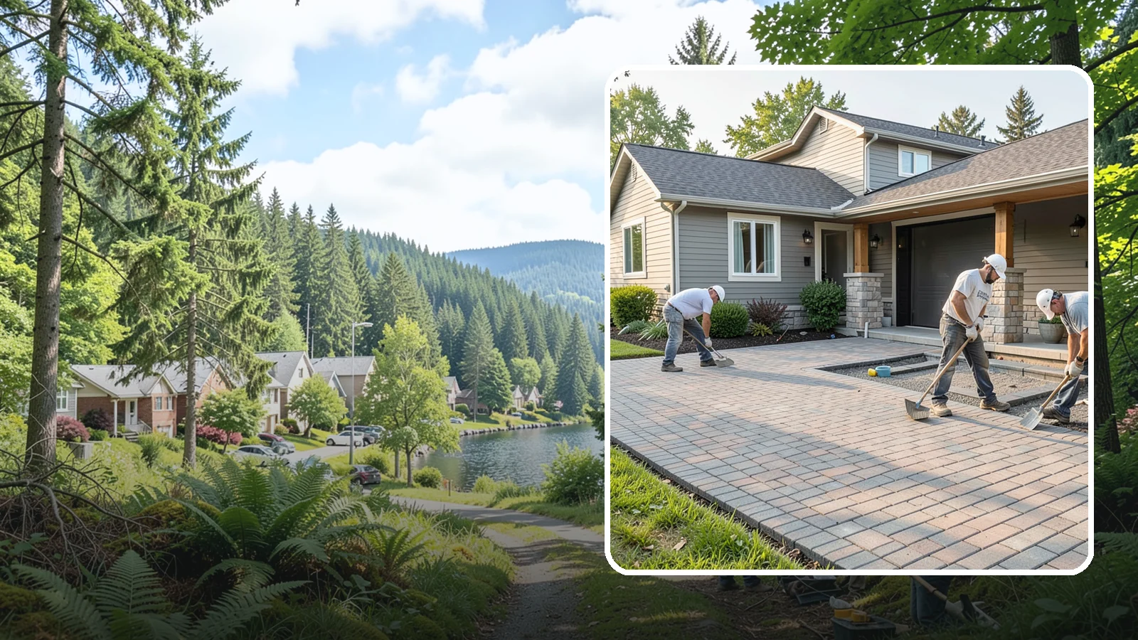 Paver Driveway Installation in Lake Forest Park, King County, WA - Installing an interlocking paver driveway that combines strong load capacity with excellent drainage and curb appeal.