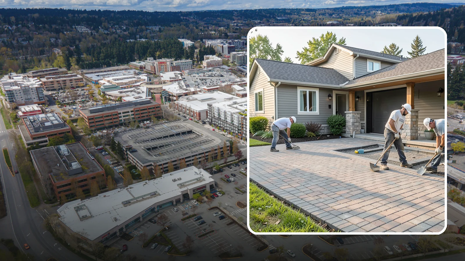 Paver Driveway Installation in Redmond, King County, WA - Installing an interlocking paver driveway that combines strong load capacity with excellent drainage and curb appeal.