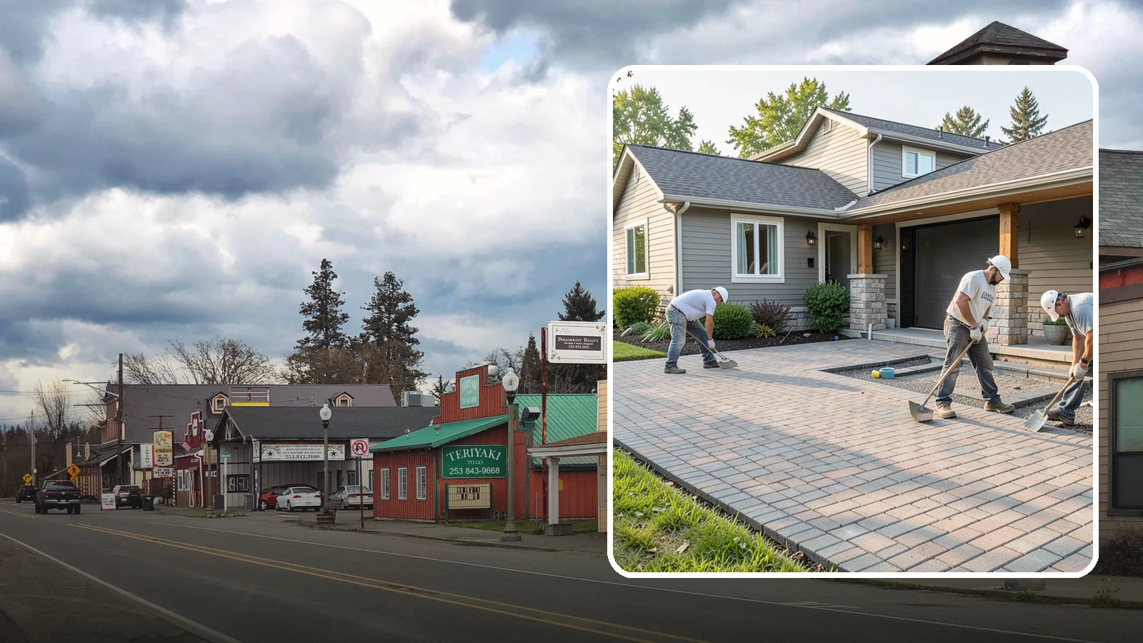 Paver Driveway Installation in Roy, Pierce County, WA - Installing an interlocking paver driveway that combines strong load capacity with excellent drainage and curb appeal.
