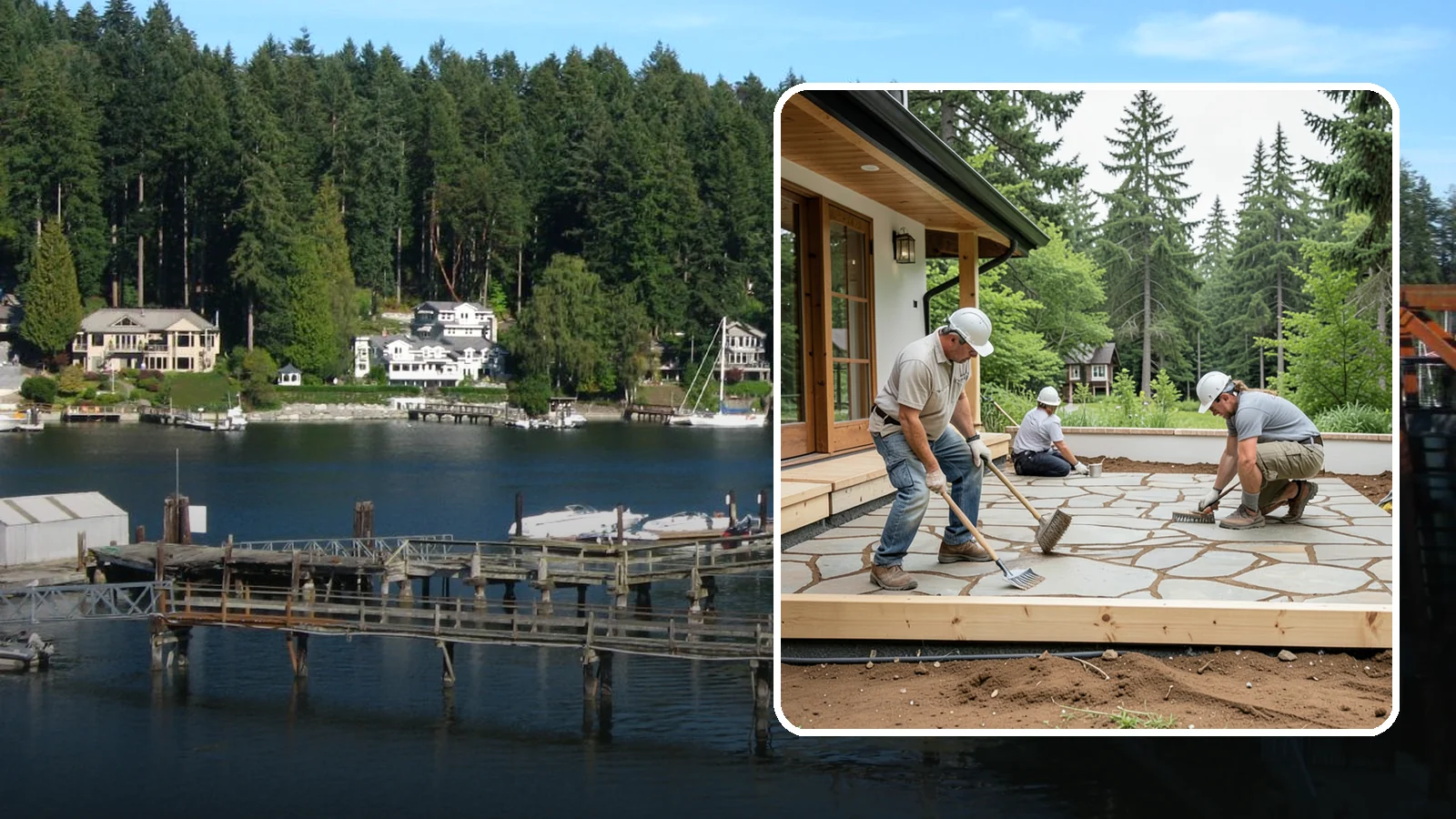 Paver Patio Installation in Gig Harbor, Pierce County, WA - Paver patio installation that creates a beautiful, flexible surface built to handle shifting soils.