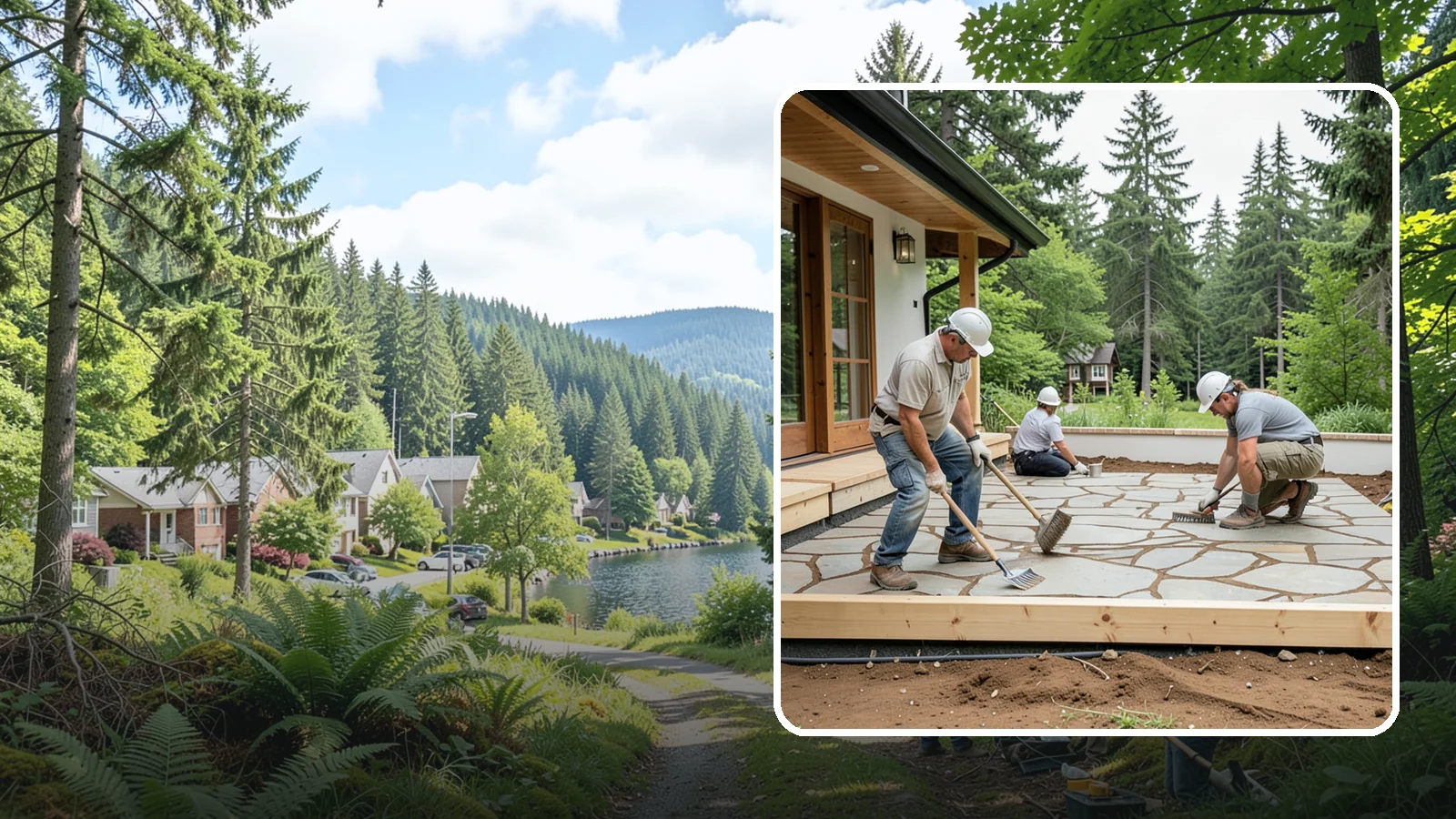 Paver Patio Installation in Lake Forest Park, King County, WA - Paver patio installation that creates a beautiful, flexible surface built to handle shifting soils.