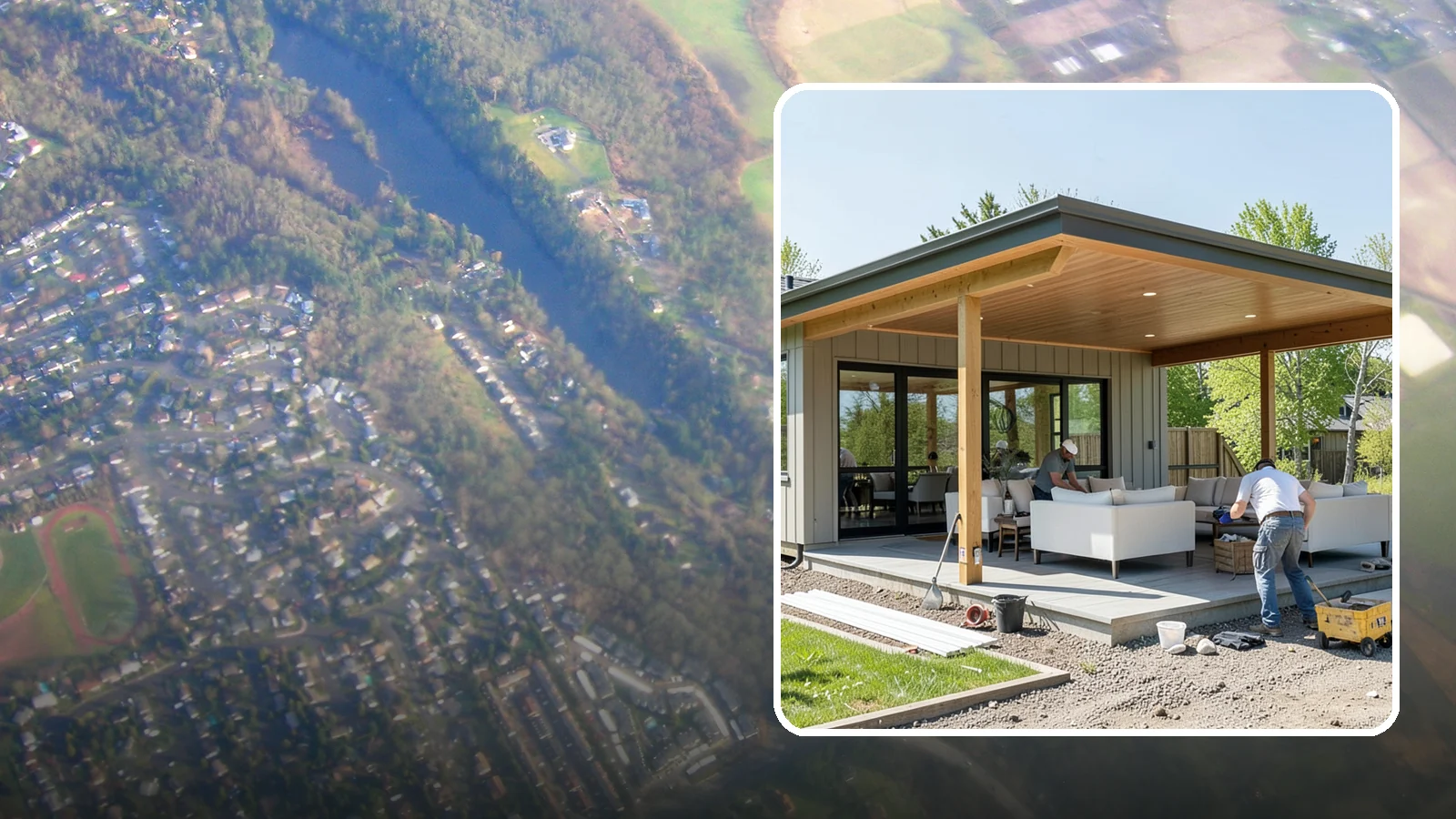 Pavilion Construction in Algona, King County, WA - A large open-air pavilion that shelters patios, kitchens, or entertaining areas beneath a permanent, engineered roof.