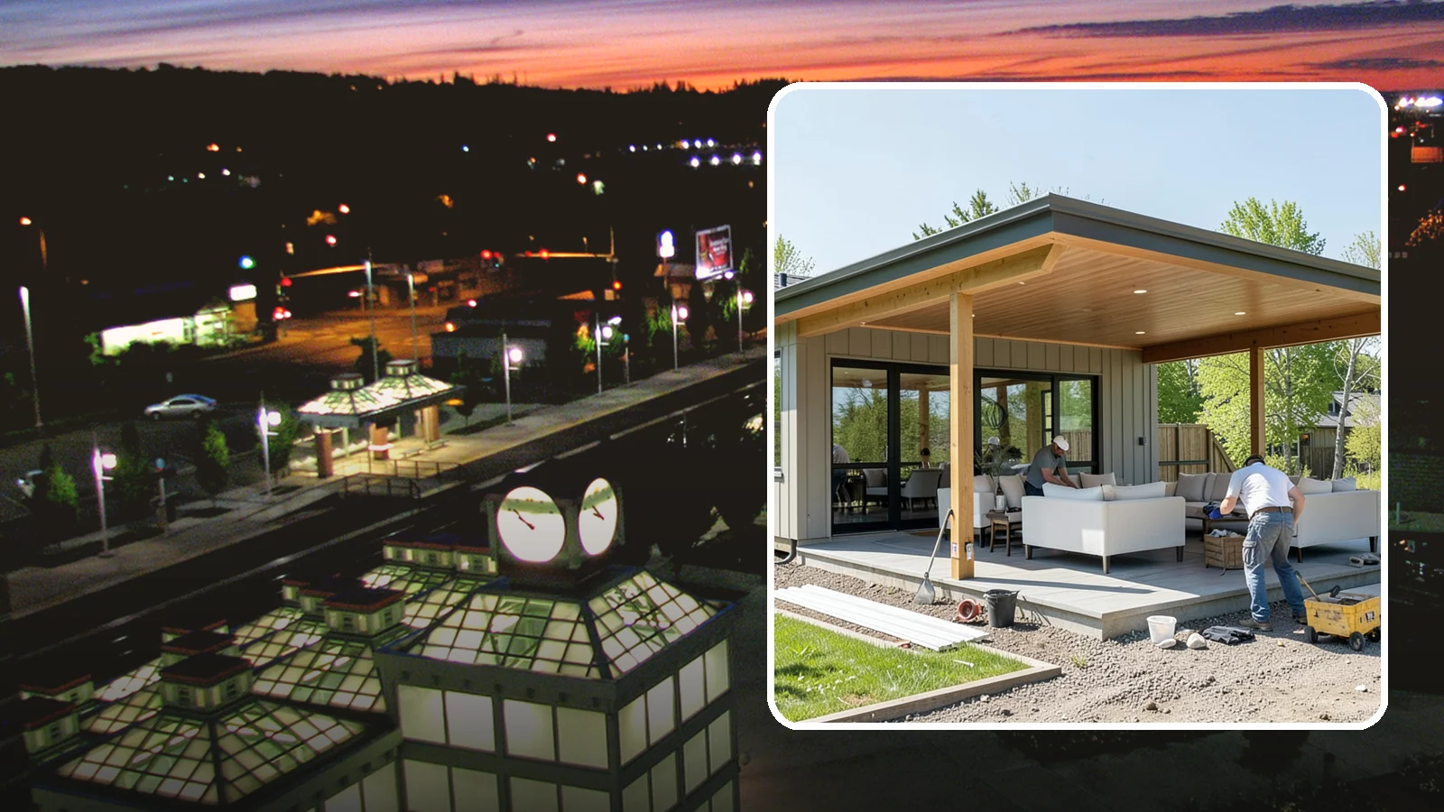 Pavilion Construction in Auburn, King County, WA - A large open-air pavilion that shelters patios, kitchens, or entertaining areas beneath a permanent, engineered roof.