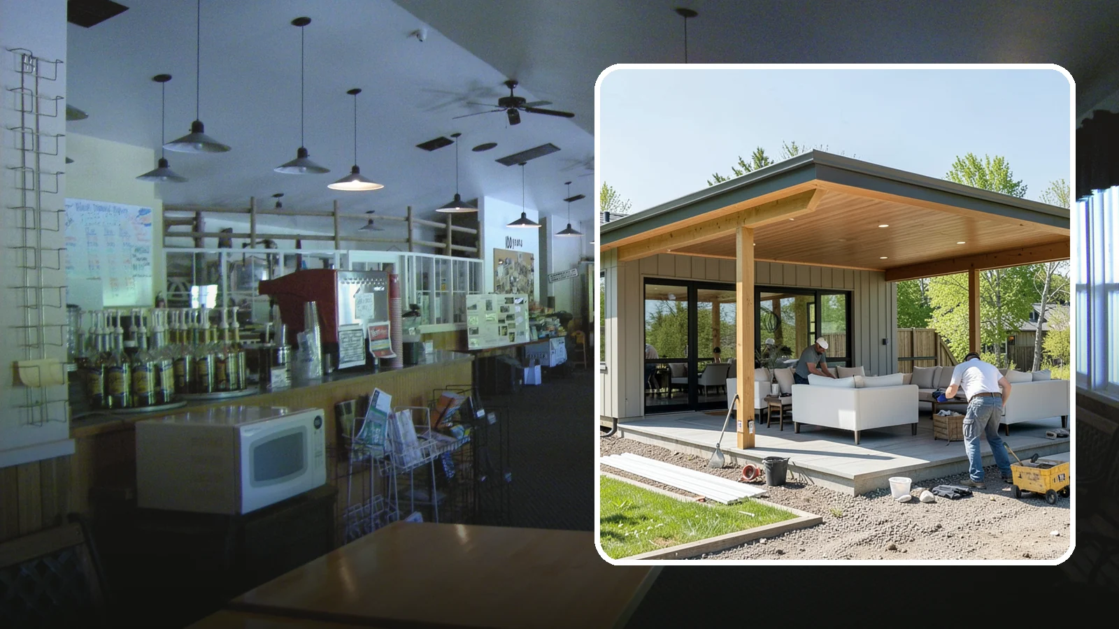 Pavilion Construction in Black Diamond, King County, WA - A large open-air pavilion that shelters patios, kitchens, or entertaining areas beneath a permanent, engineered roof.