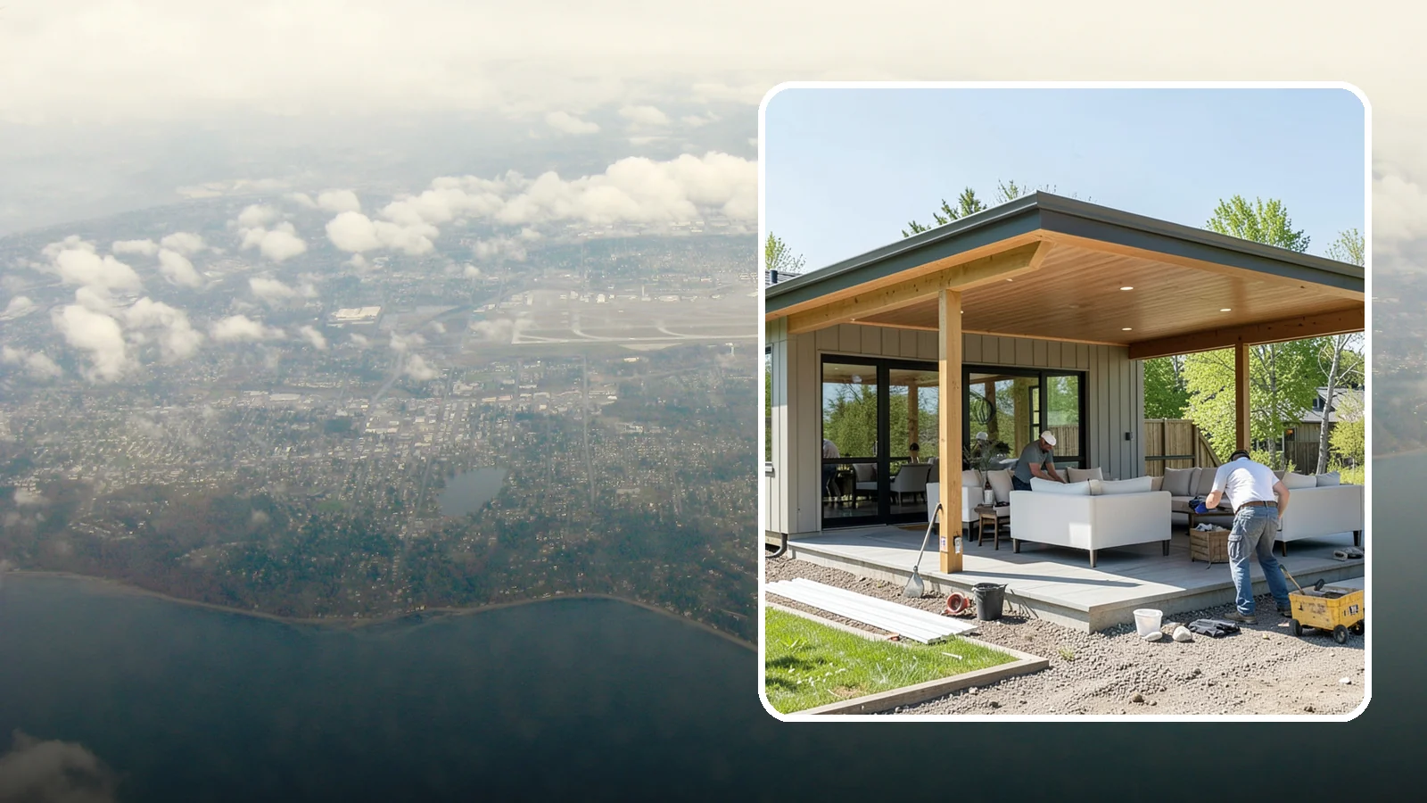 Pavilion Construction in Burien, King County, WA - A large open-air pavilion that shelters patios, kitchens, or entertaining areas beneath a permanent, engineered roof.