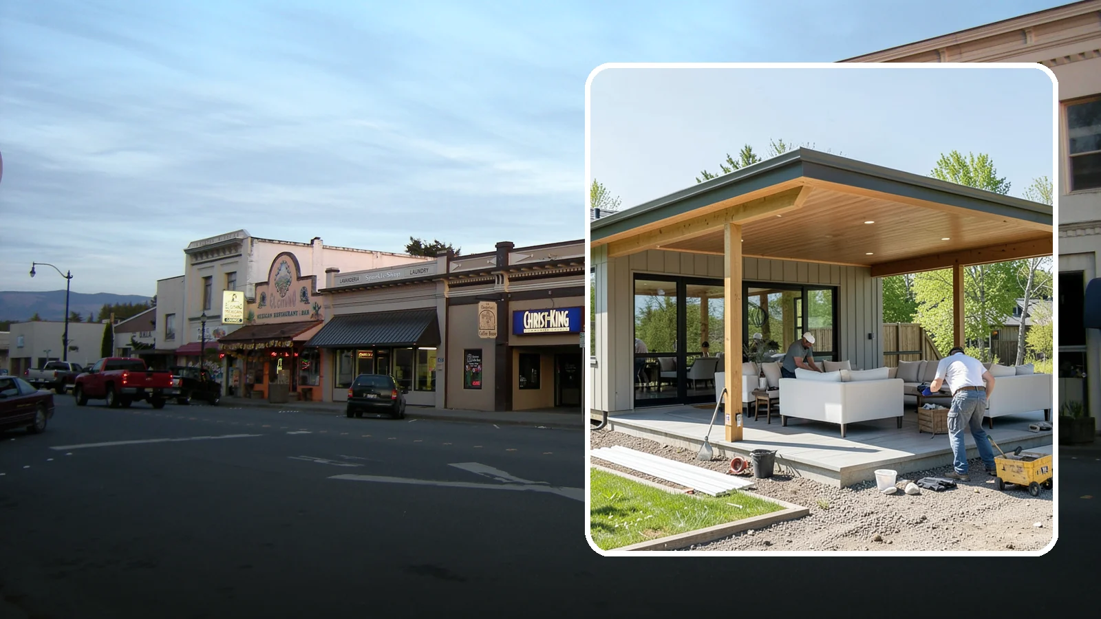 Pavilion Construction in Burlington, Skagit County, WA - A large open-air pavilion that shelters patios, kitchens, or entertaining areas beneath a permanent, engineered roof.
