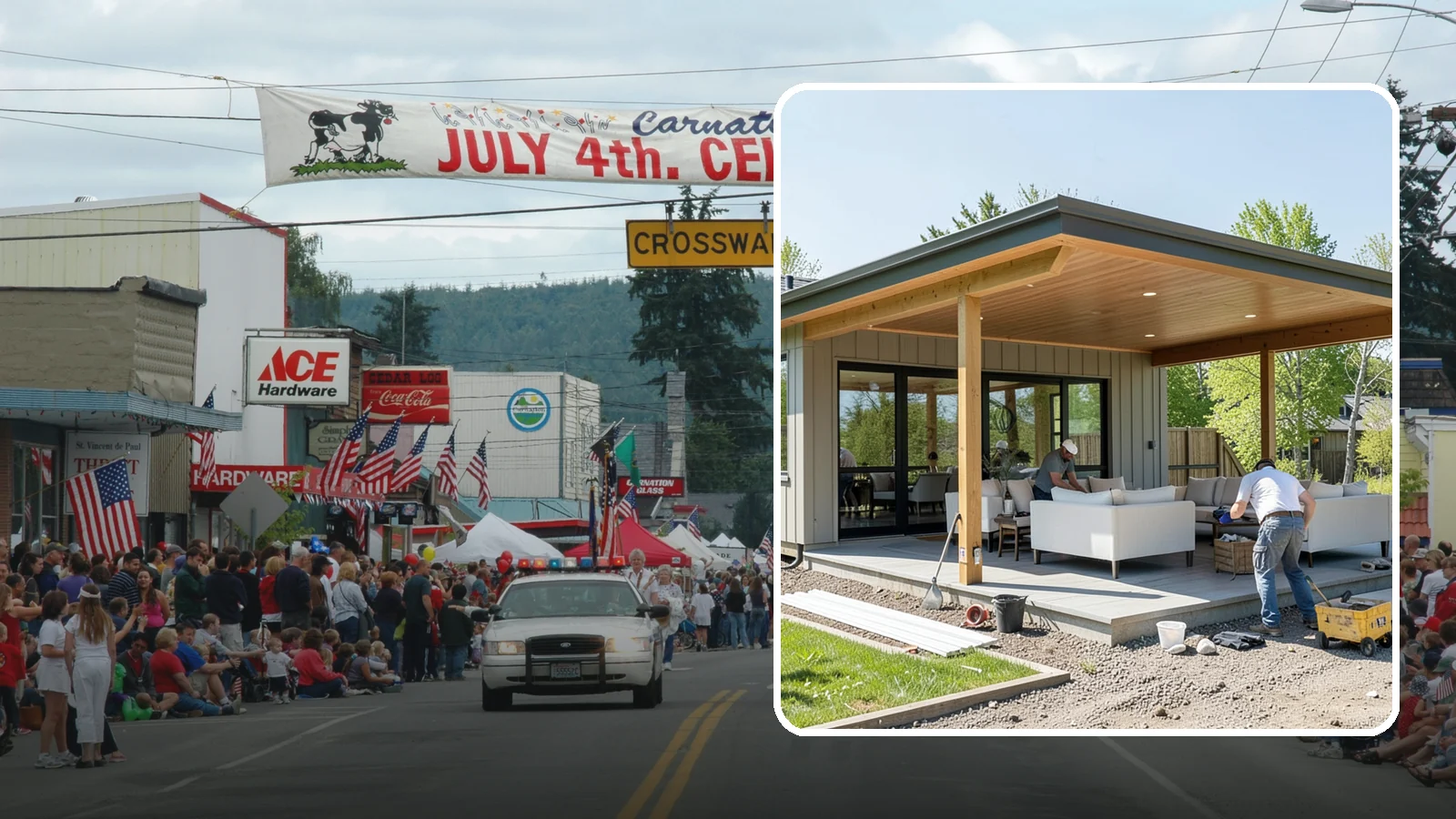 Pavilion Construction in Carnation, King County, WA - A large open-air pavilion that shelters patios, kitchens, or entertaining areas beneath a permanent, engineered roof.