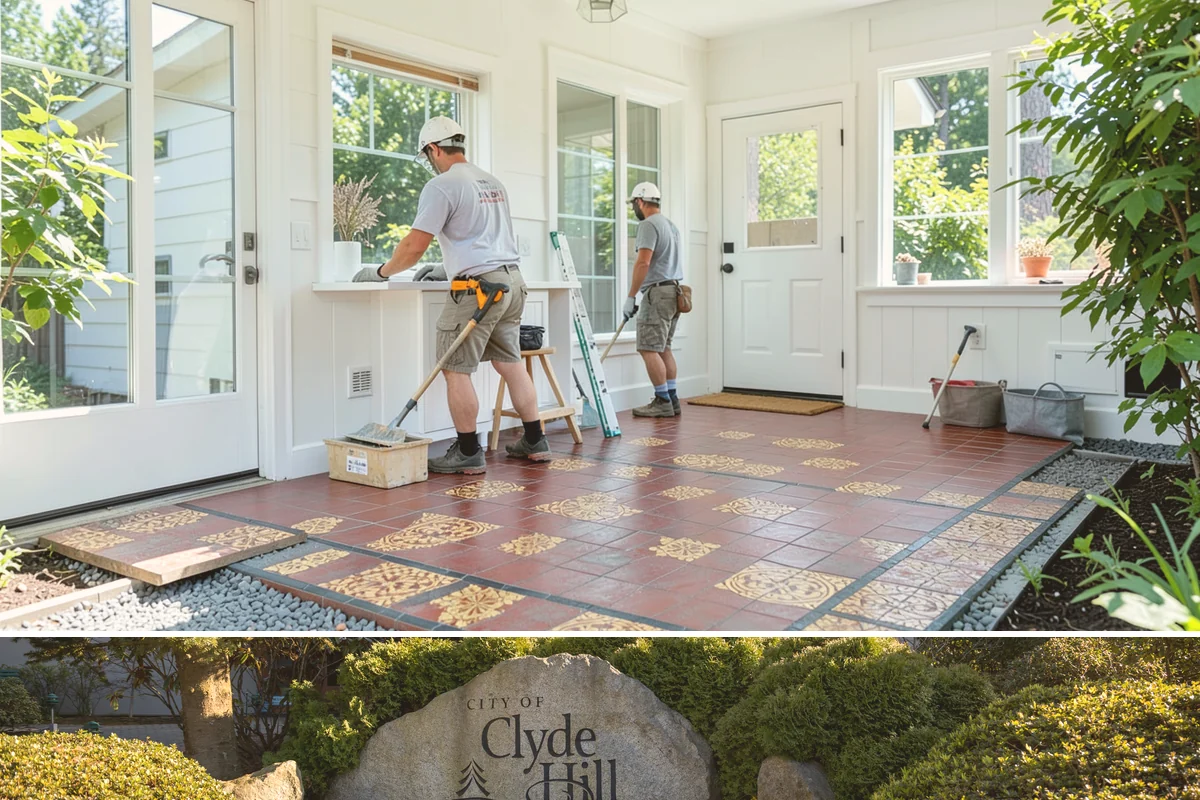 Pavilion Construction in Clyde Hill, King County, WA - Breaking ground in the drier summer months keeps footing work and roofing on schedule before winter storms.