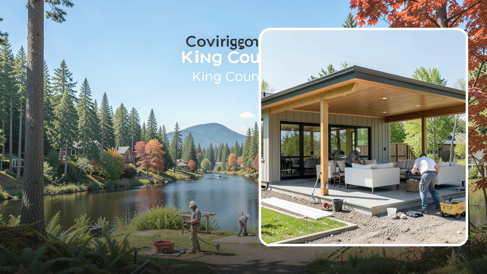 Pavilion Construction in Covington, King County, WA - A large open-air pavilion that shelters patios, kitchens, or entertaining areas beneath a permanent, engineered roof.
