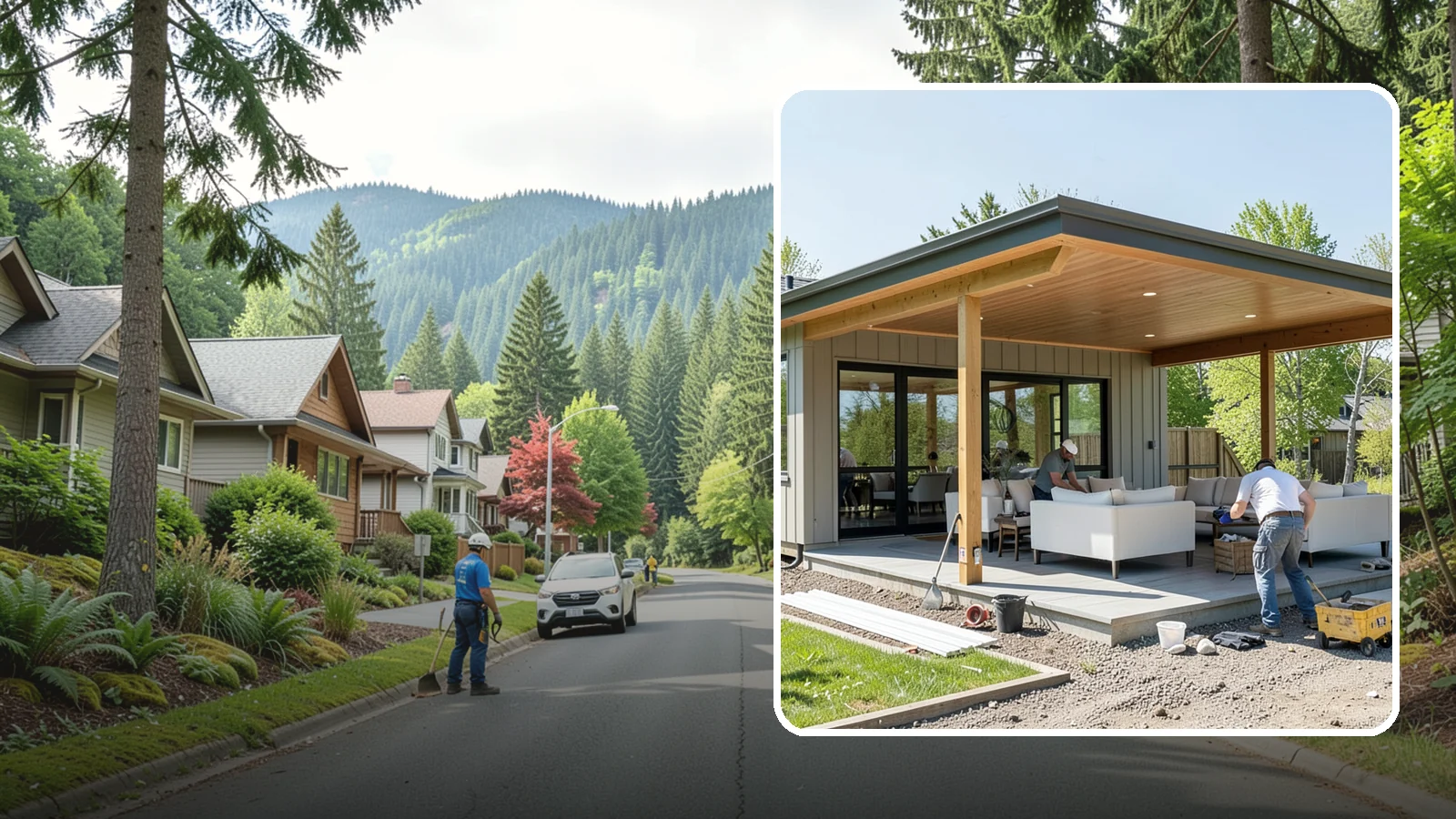 Pavilion Construction in Darrington, Snohomish County, WA - A large open-air pavilion that shelters patios, kitchens, or entertaining areas beneath a permanent, engineered roof.